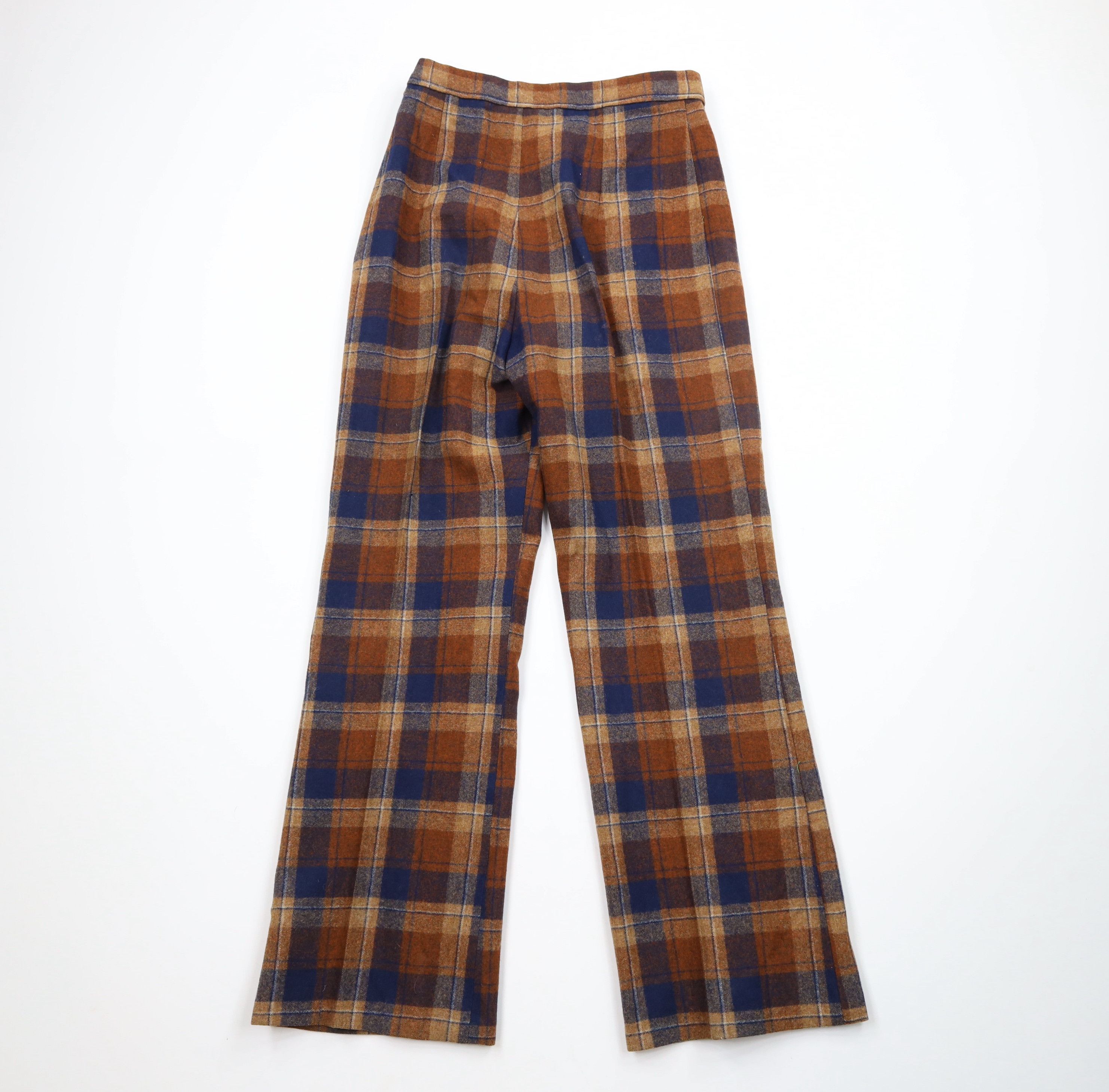 Vintage Vintage 60s 70s Streetwear Wide Leg Bell Bottoms Pants Plaid Size 26" / US 2 / IT 38 - 6 Thumbnail