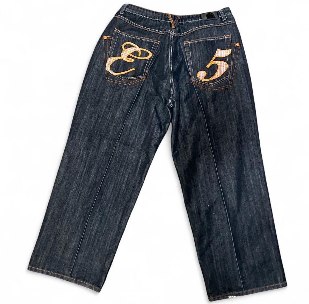 Other Vtg Five Elementz Y2K Baggy Black Embroidered Jeans Size US 40 / EU 56 - 2 Thumbnail