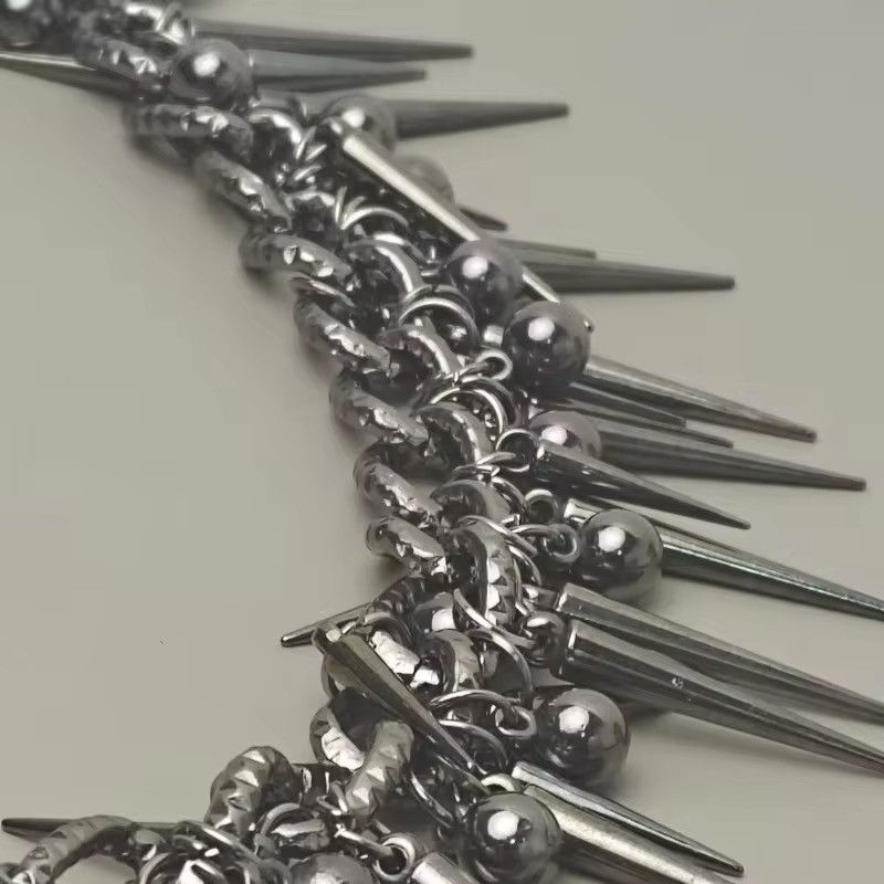 Vintage Punk Black Gun Plated Rivet Metal Pants Chain Size ONE SIZE - 5 Thumbnail
