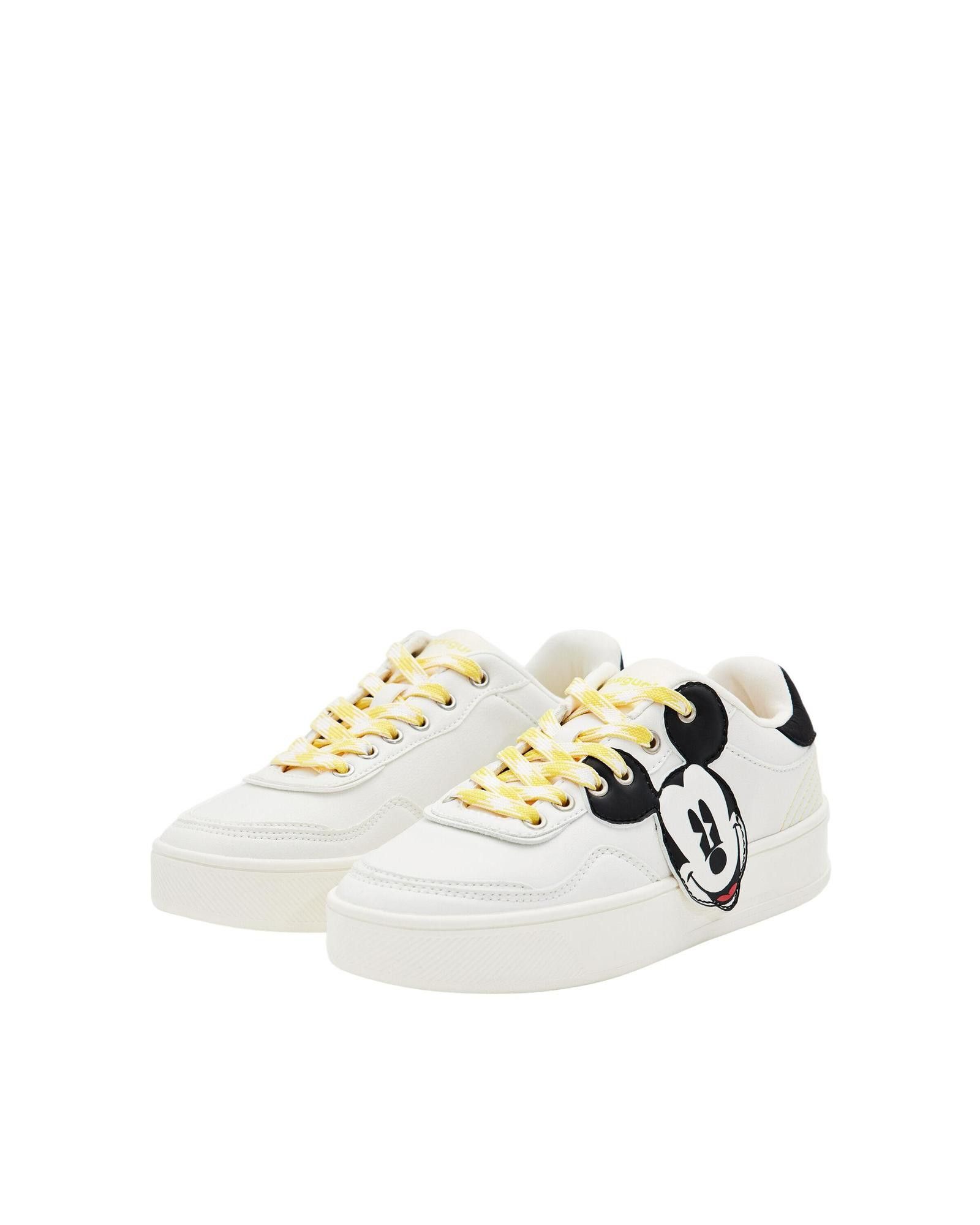 image of Desigual Printed Lace-Up Rubber Sole Sneakers in White, Women's (Size 9)