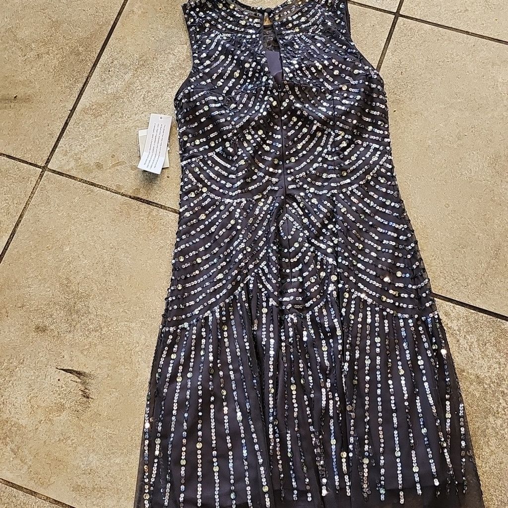 The Unbranded Brand NWT AIDAN MATTOX navy Blue Sequin Sleeveless Gala Dress 6 Size M / US 6-8 / IT 42-44 - 9 Thumbnail