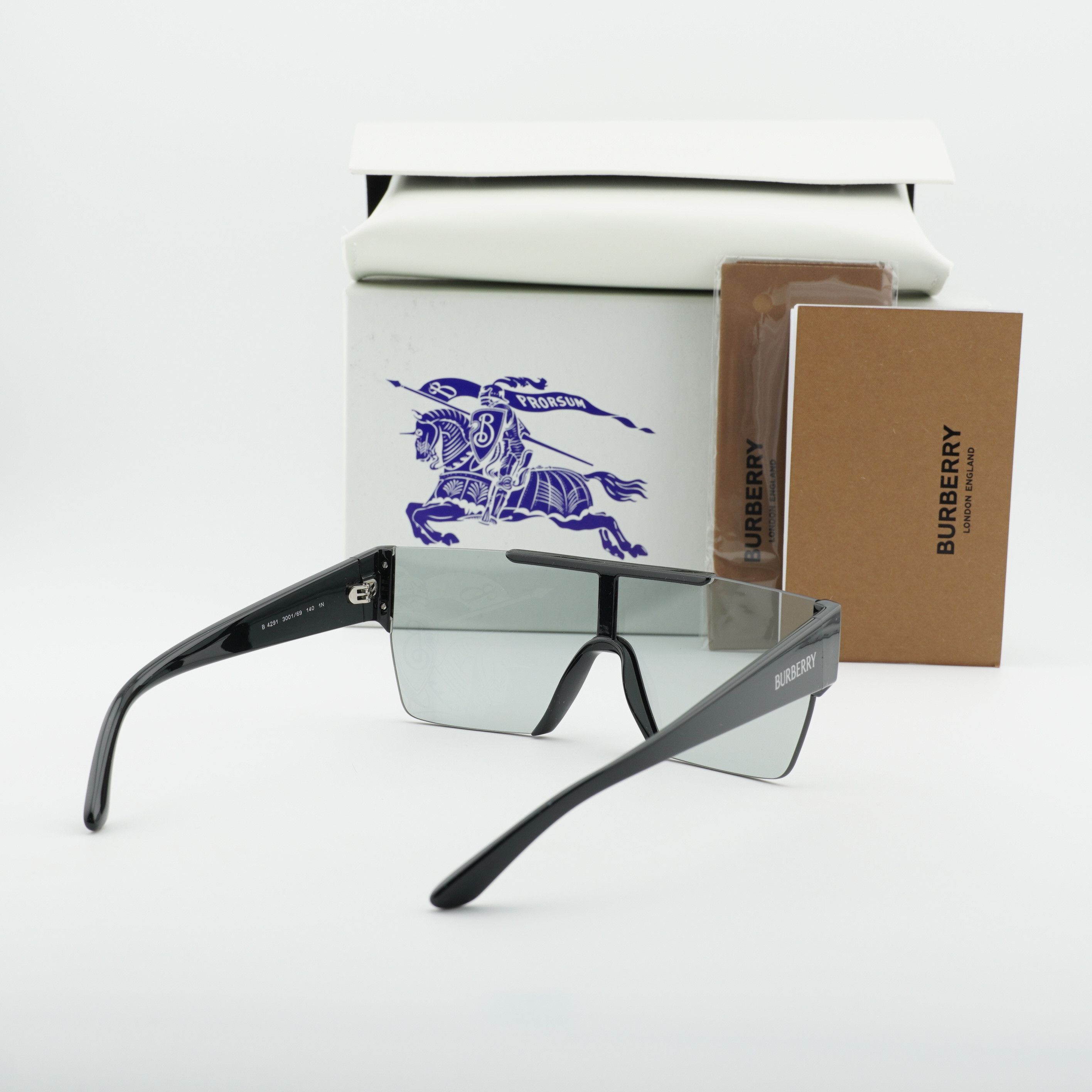 Burberry Burberry BE4291 3001/69 Sunglasses Black Shield Frame Size ONE SIZE - 12 Thumbnail