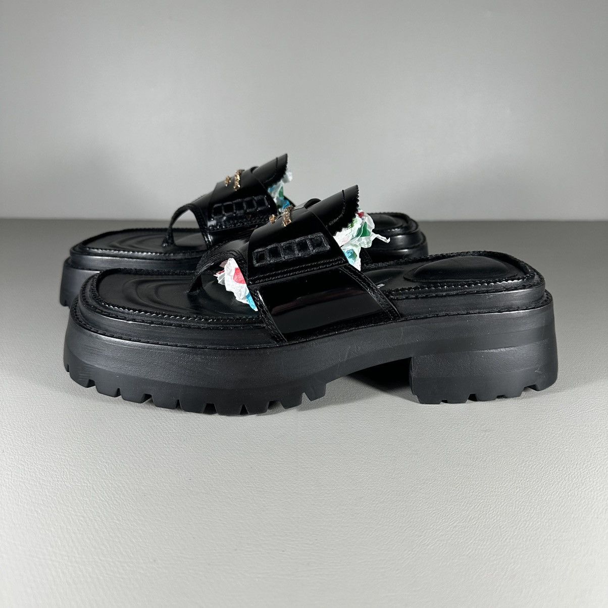 Alexander Wang Alexander Wang Carter Platform Black Leather Slip On Sandals Size US 7 / IT 37 - 1 Thumbnail