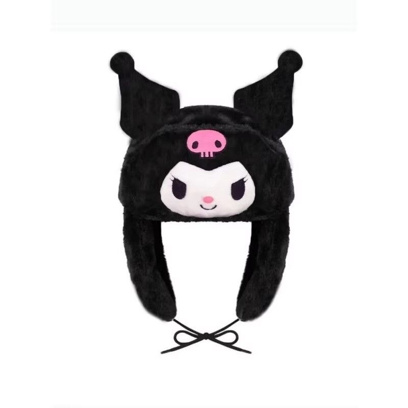 Japanese Brand Y2K Vintage Anime Kuromi Ushanka Autumn Winter Warm Hat Size ONE SIZE - 1 Thumbnail