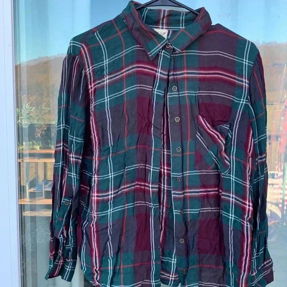 Faded Glory Faded Glory Women's Plaid Flannel Shirt - Size M Size M / US 6-8 / IT 42-44 - 2 Thumbnail