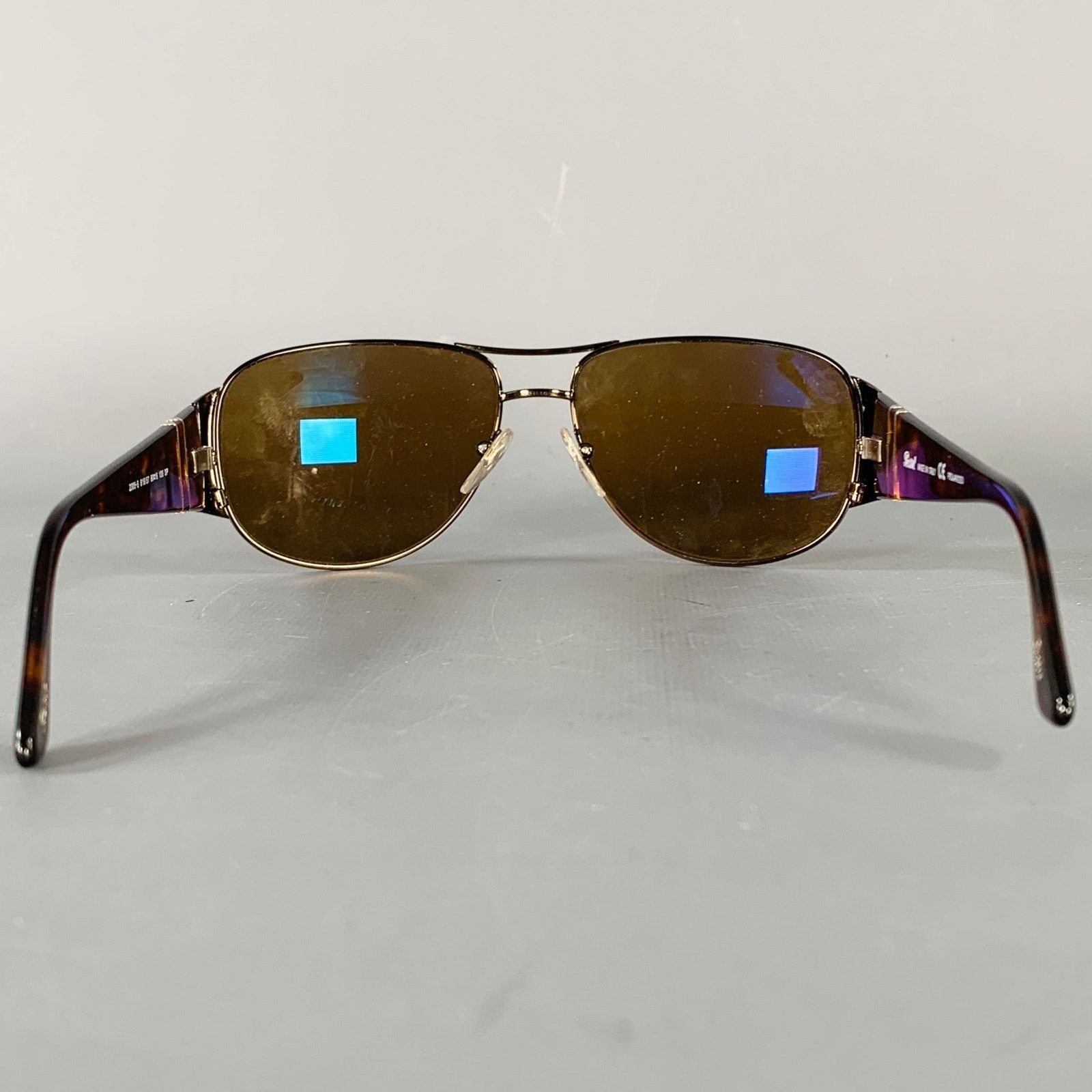 Persol Brown Tortoiseshell Metal Polarized Aviator Sunglasses Size ONE SIZE - 3 Thumbnail