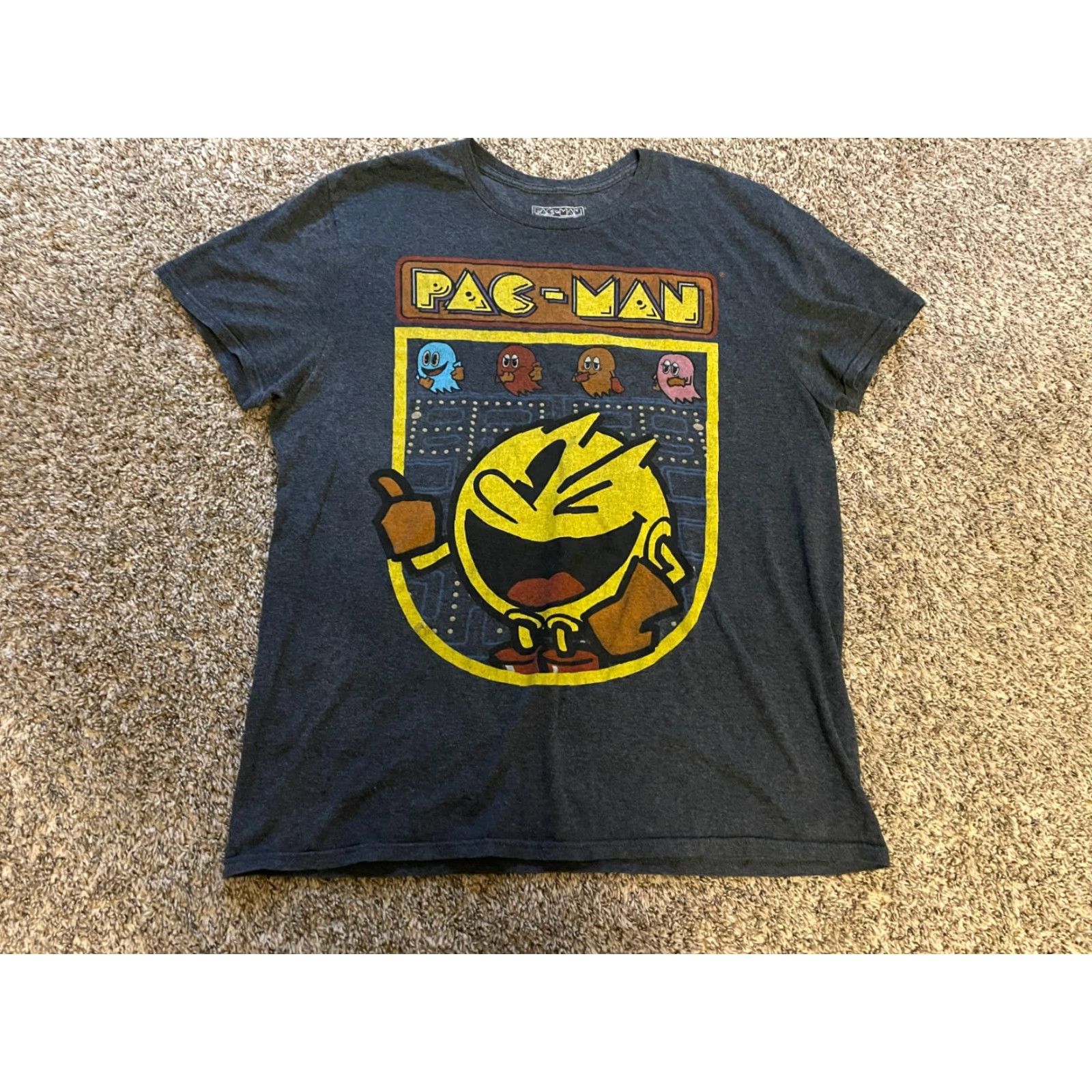 Vintage Pac-Man T-Shirt Men L Gray Short Sleeve Round Neck Retro Graphic Shirt Size US L / EU 52-54 / 3 - 2 Thumbnail