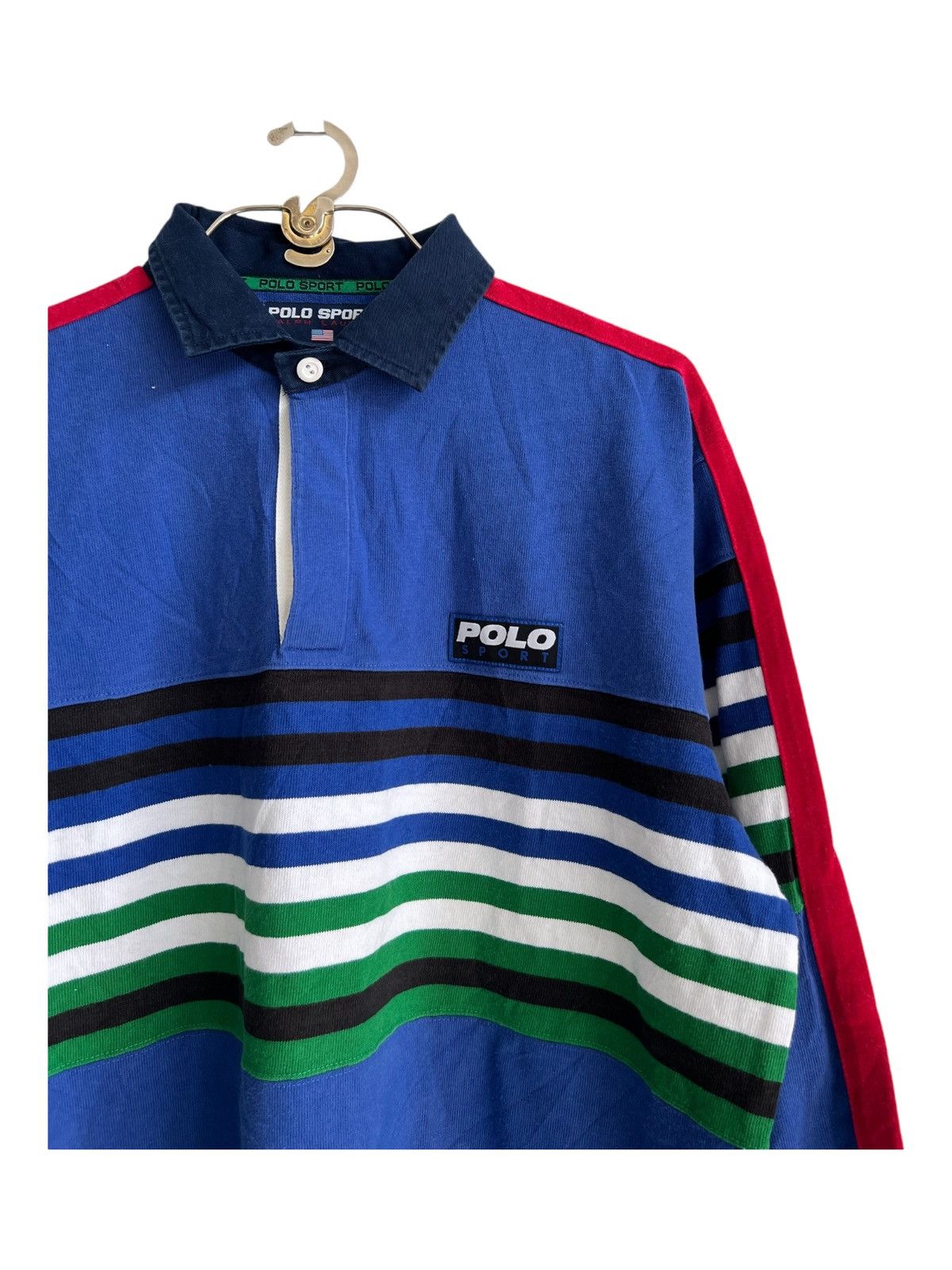 Polo Ralph Lauren 1990s Polo Sport Hi Tech Snow Beach Multicolor Rugby Shirt Size US L / EU 52-54 / 3 - 4 Thumbnail