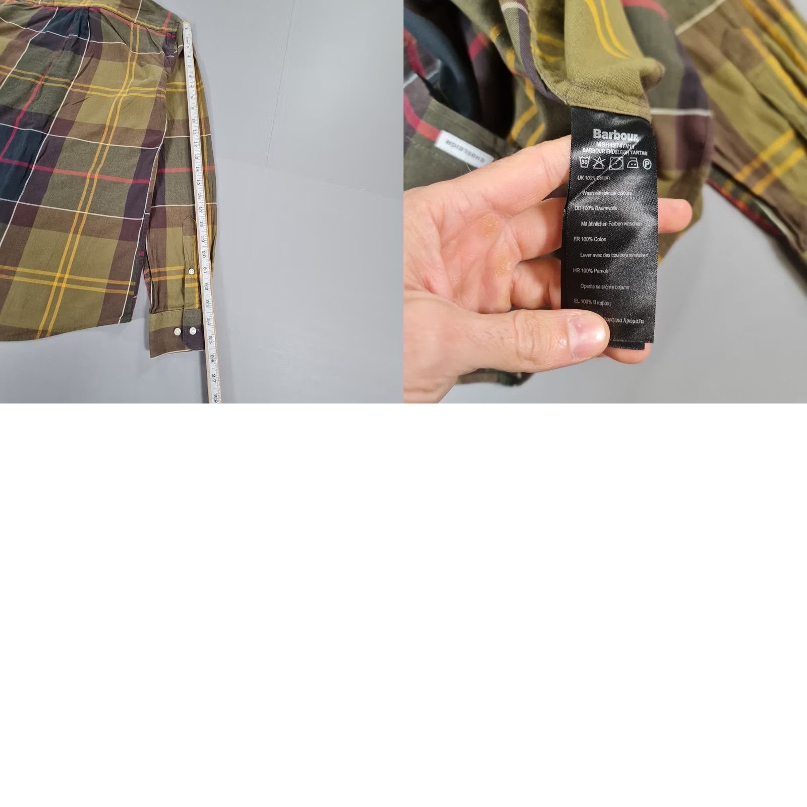 Barbour Barbour Mens Shirt Green Endsleigh Tartan Plaid Cotton Country Shirt Small Casual Mens Regular Long Sleeve Button-Up Chest Pocket Size US S / EU 44-46 / 1 - 8 Thumbnail