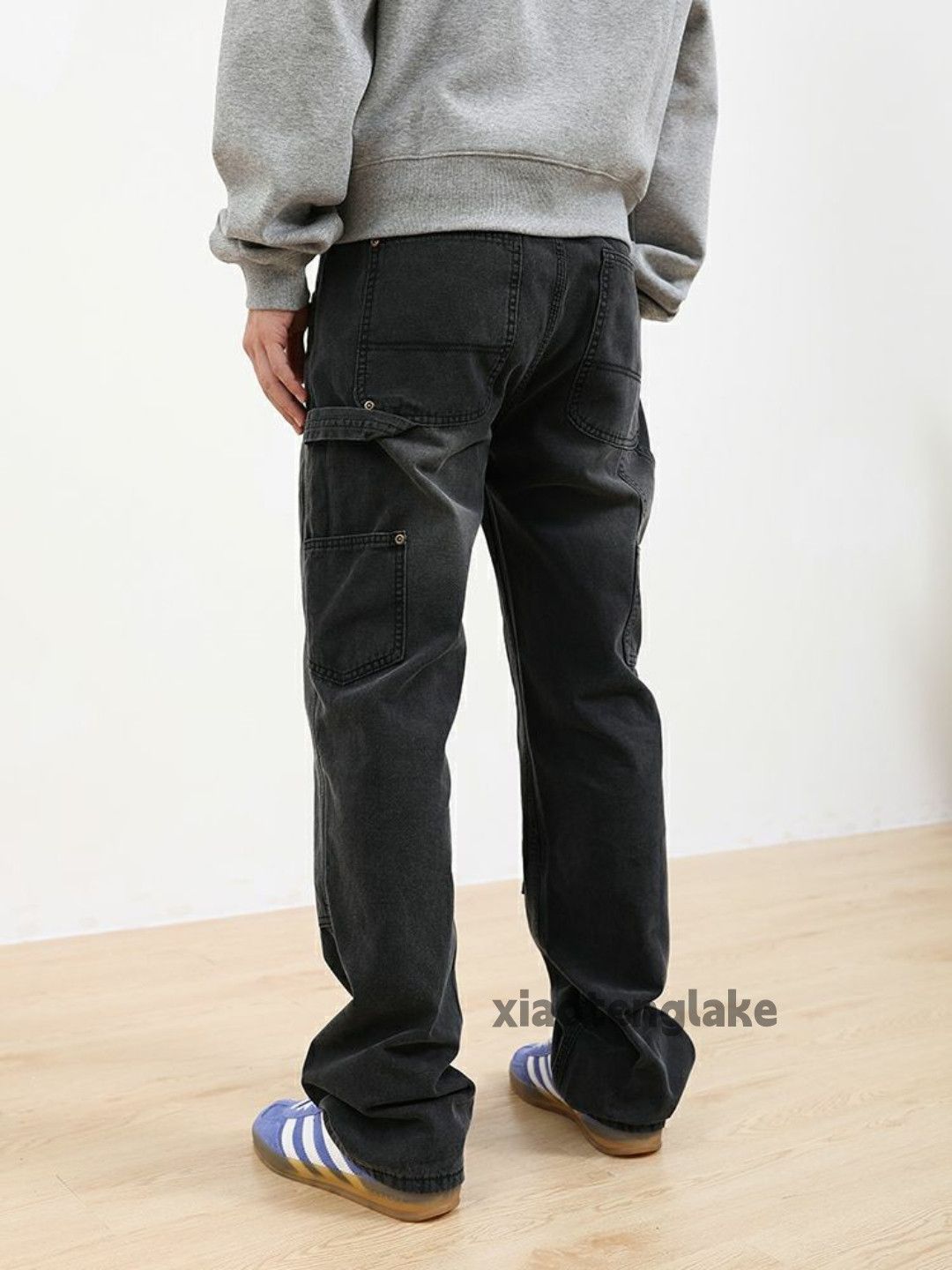 Jean denim double knee work carpenter faded jeans Size US 37 - 4 Thumbnail