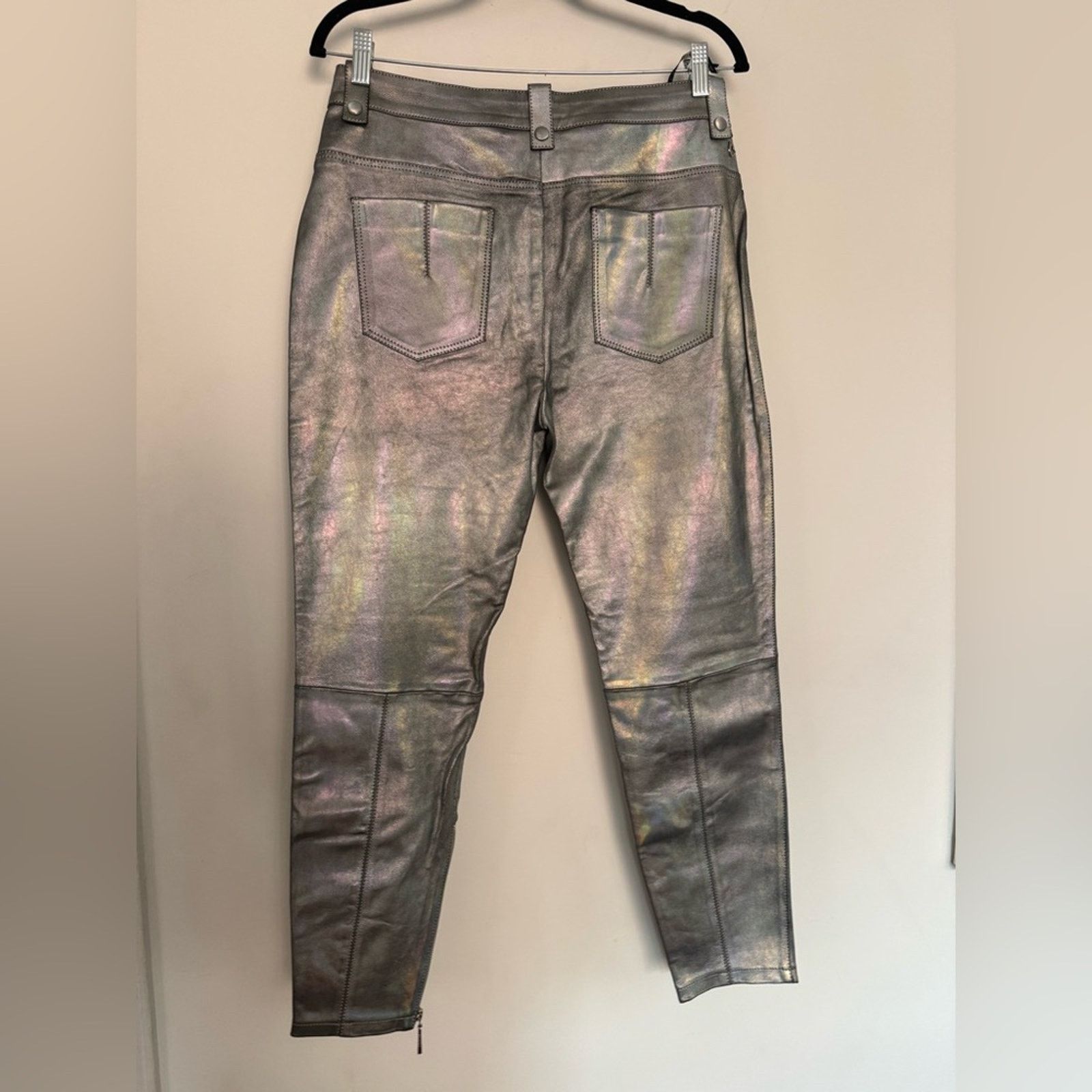 Other Rosa Cha Silver Leather Metallic Pants NWT Size 30" / US 8 / IT 44 - 5 Thumbnail