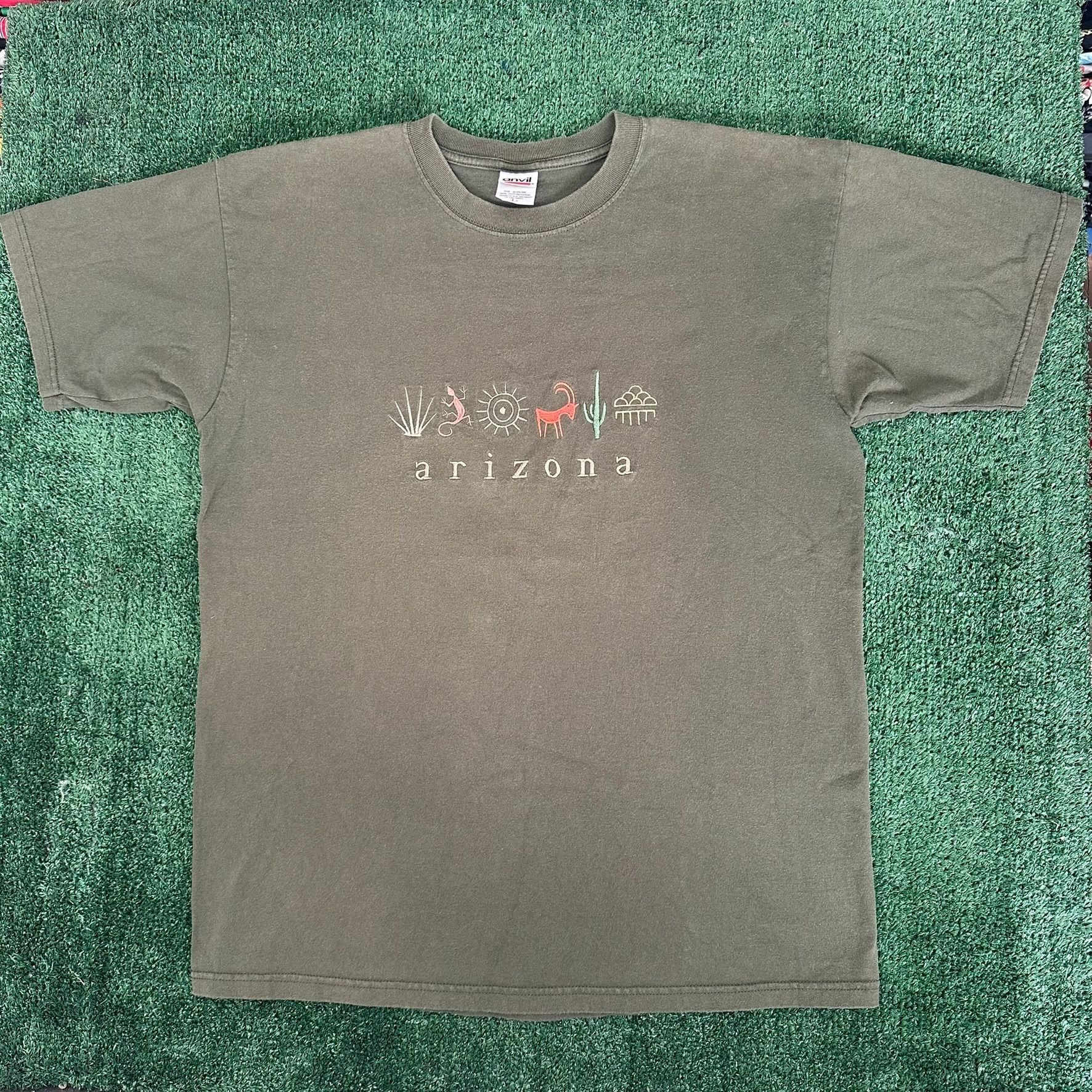 Anvil Vintage Y2K Arizona Desert Nature T-Shirt Olive Green Wester Size US L / EU 52-54 / 3 - 1 Thumbnail