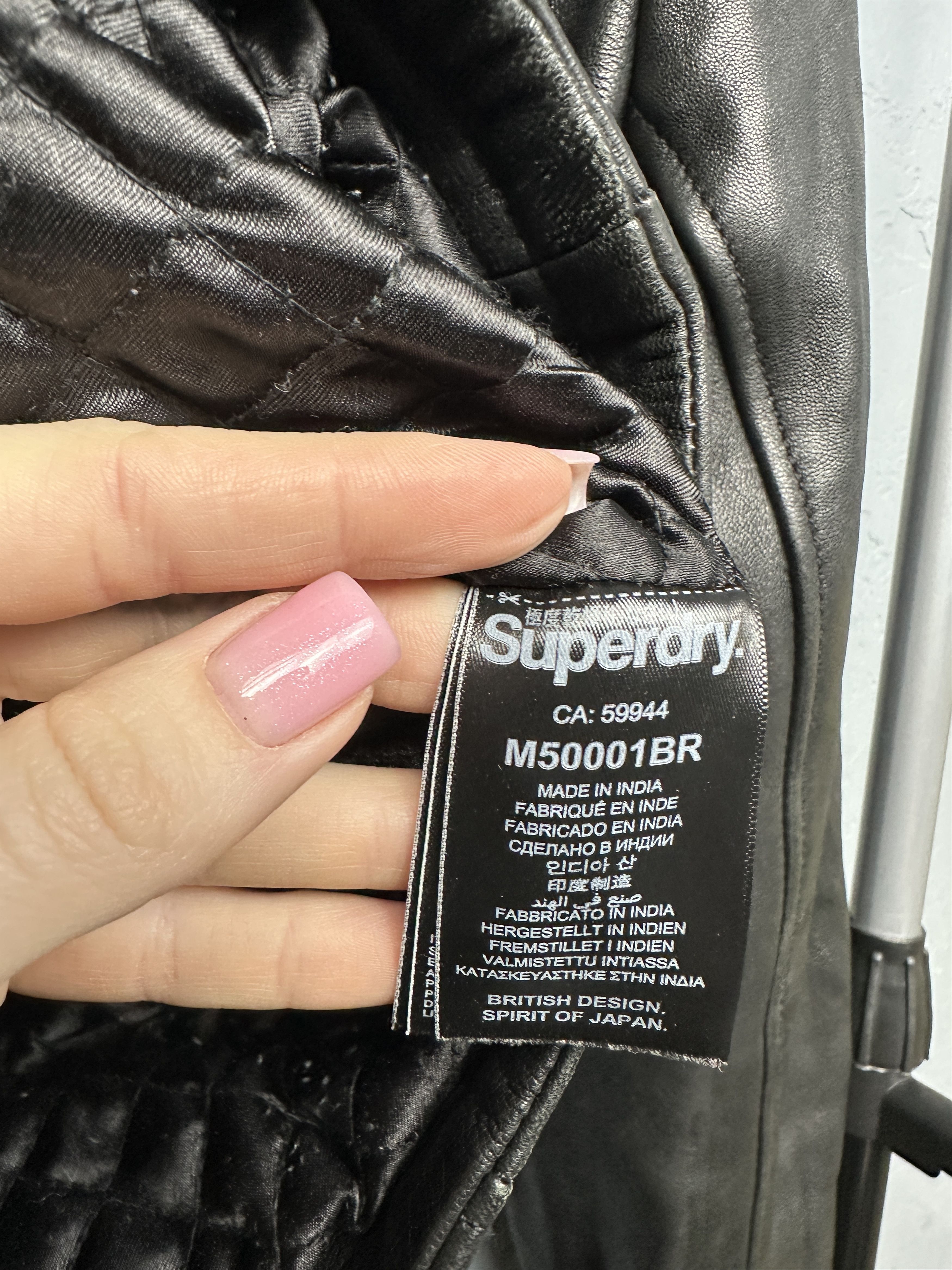 Superdry Superdry Mens Premium Leather Biker Jacket Size US XL / EU 56 / 4 - 5 Thumbnail