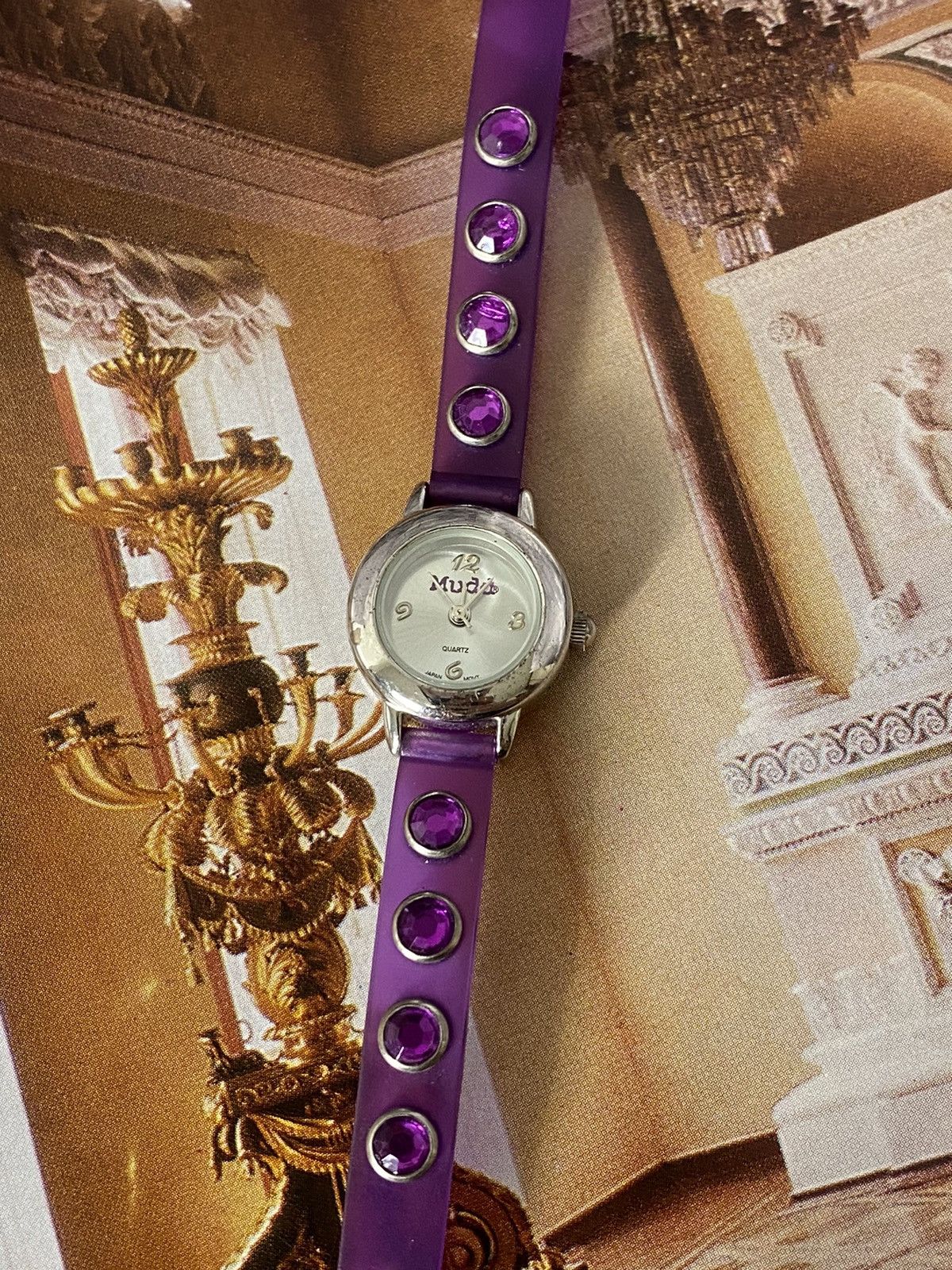 Jewelry Vintage Muddy Quartz Watch with Purple Strap Size ONE SIZE - 3 Thumbnail