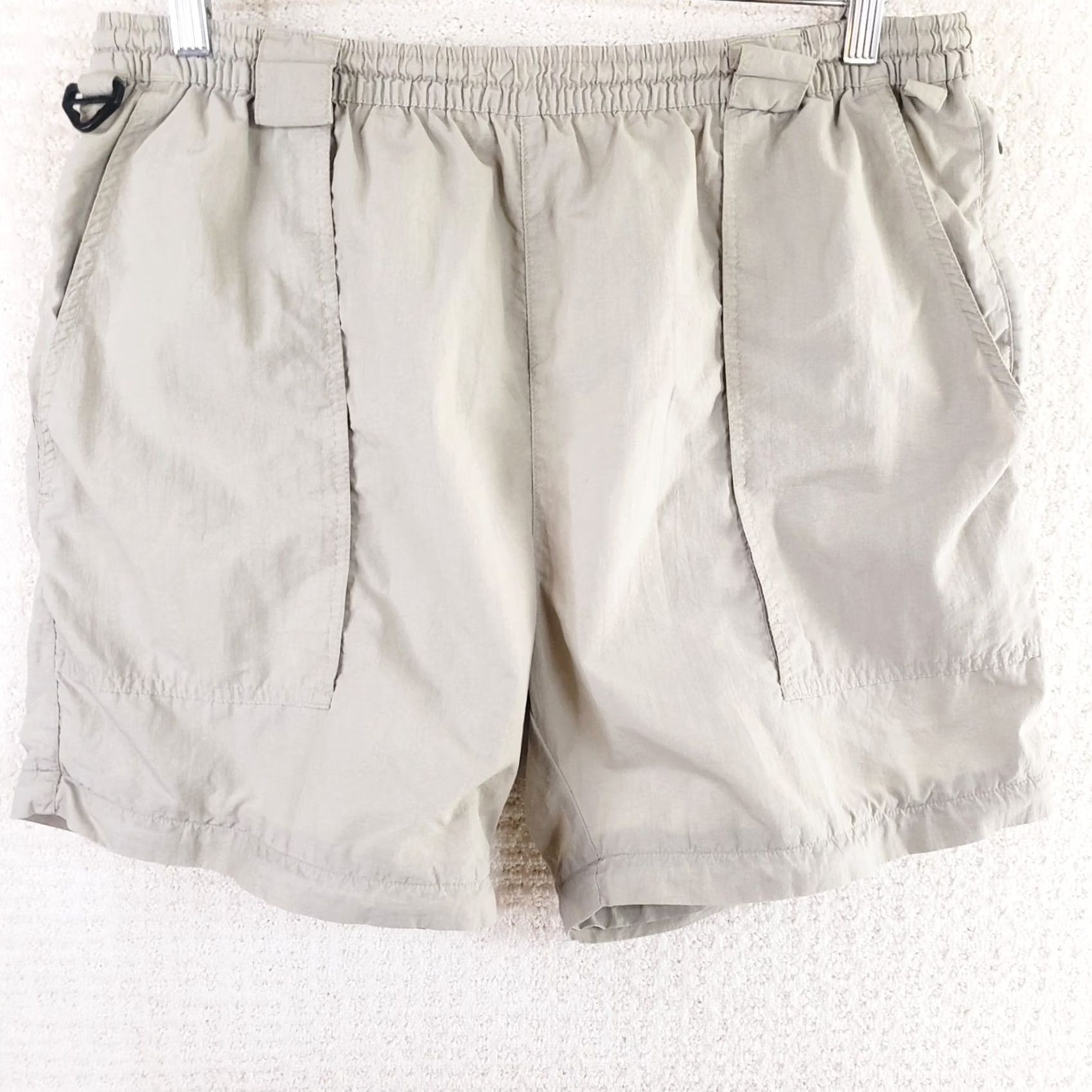 Vintage Bimini Bay Men's L Tan Beige Nylon Fishing Shorts Drawstring Pockets Cargo Casual Size ONE SIZE - 2 Thumbnail
