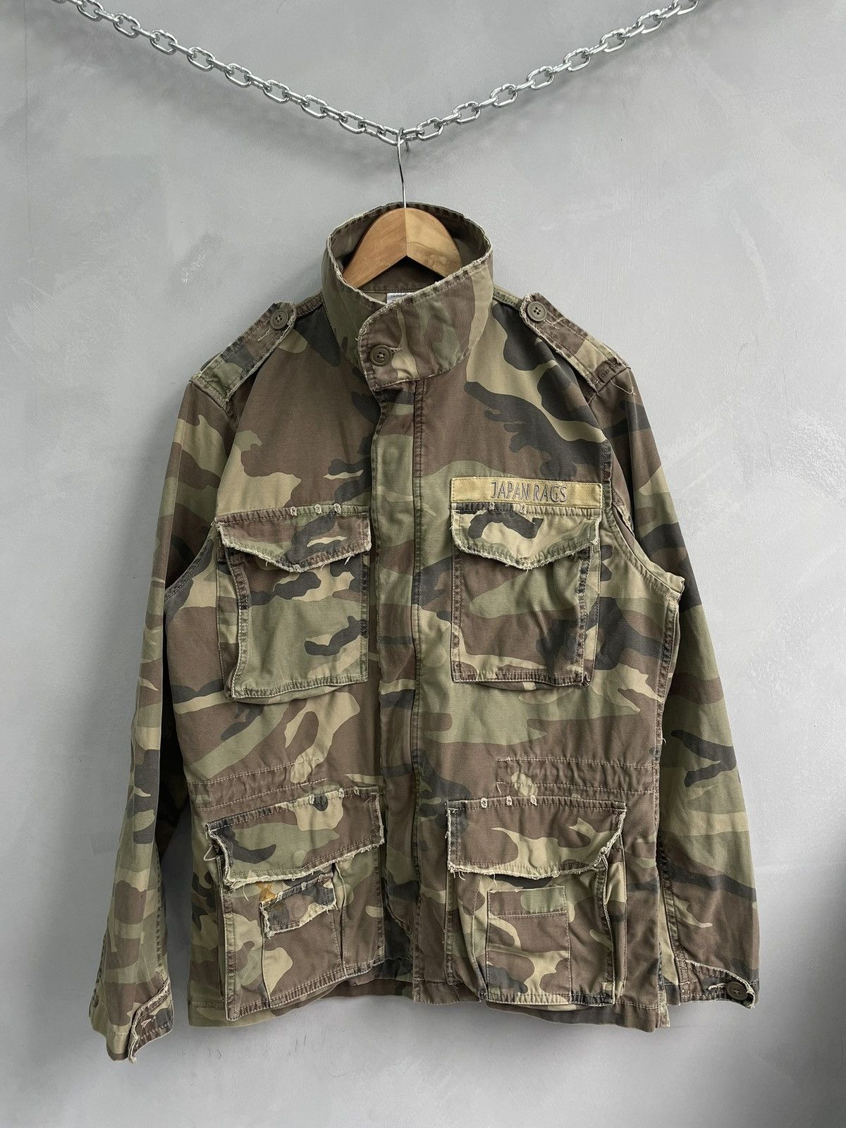 Diesel × Japanese Brand × Junya Watanabe Vintage distressed camo Japan Rags schott style jacket Size US M / EU 48-50 / 2 - 3 Thumbnail