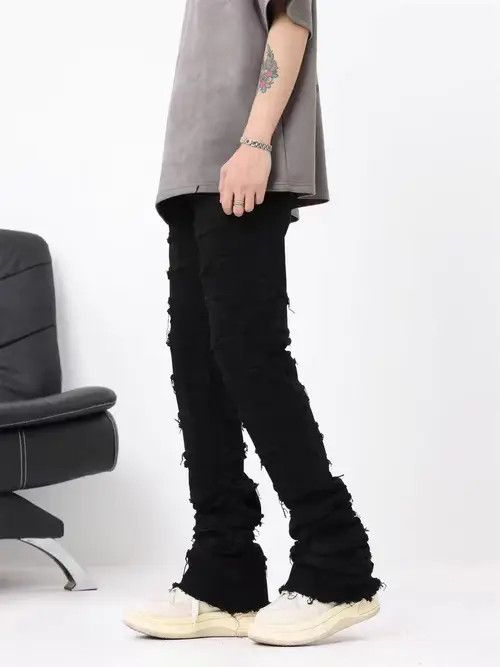VIBE Vintage Street Punk Ruffled Raw Hem Casual Pants Size US 32 / EU 48 - 4 Thumbnail