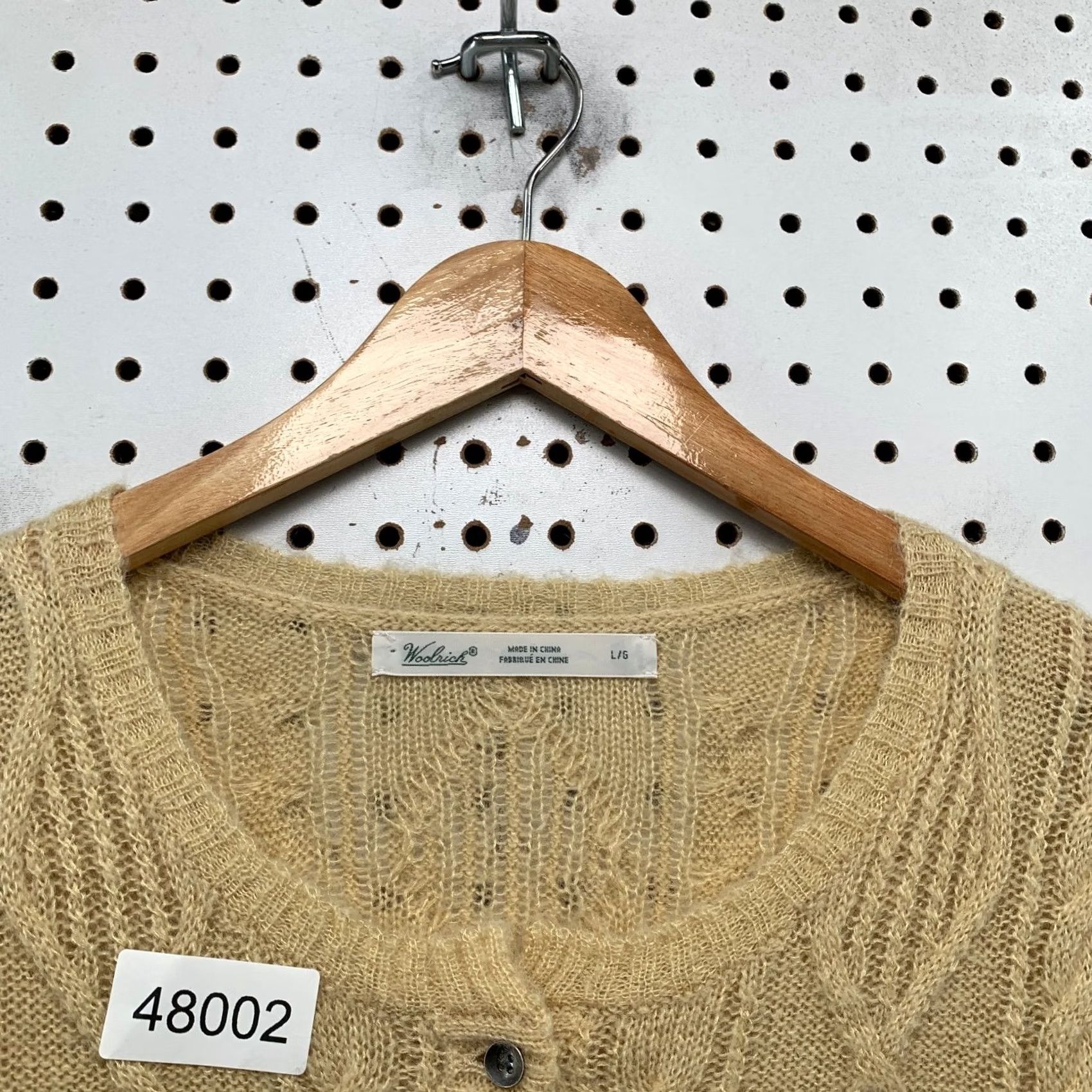 Vintage Woolrich Wool Mohair Cardigan Sweater Womens Large Beige Cable Knit Two Tone Size L / US 10 / IT 46 - 2 Thumbnail