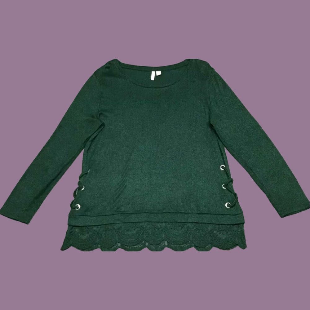 Vintage VINTAGE Est. 1946 Blouse Womens S Green Long Sleeve Scoop Neck Floral Lace Size S / US 4 / IT 40 - 1 Thumbnail