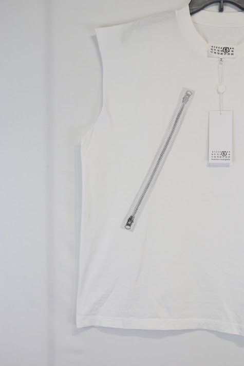 Maison Margiela o1rshd1 Zip-Print Sleeveless Top in White Size US L / EU 52-54 / 3 - 2 Thumbnail