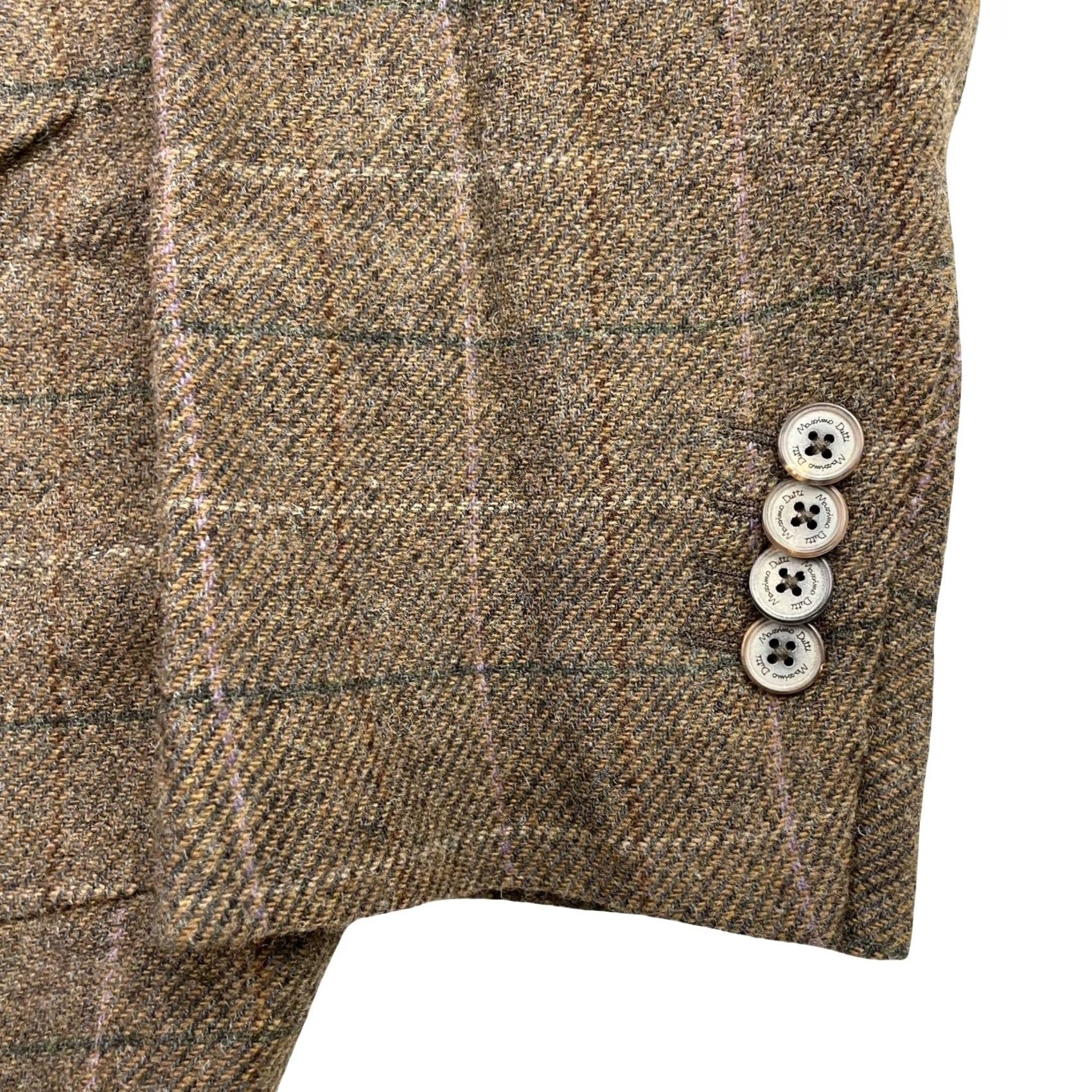Massimo Dutti Massimo Dutti 1-Piece Mens 46 Brown Men Wool Leather Elbows Zip Hybrid Blazer Plaid 46L Size 46R - 4 Thumbnail