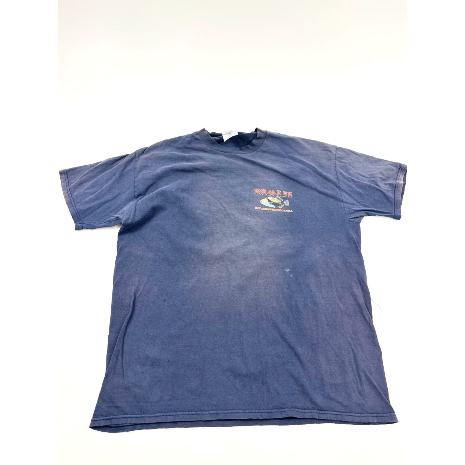 Jerzees Maui Hawaii Shirt Mens Large Navy 100% Cotton Jerzees Tee Graphic Print Humuhumunukunukuapuaa Shirt Size US L / EU 52-54 / 3 - 2 Thumbnail