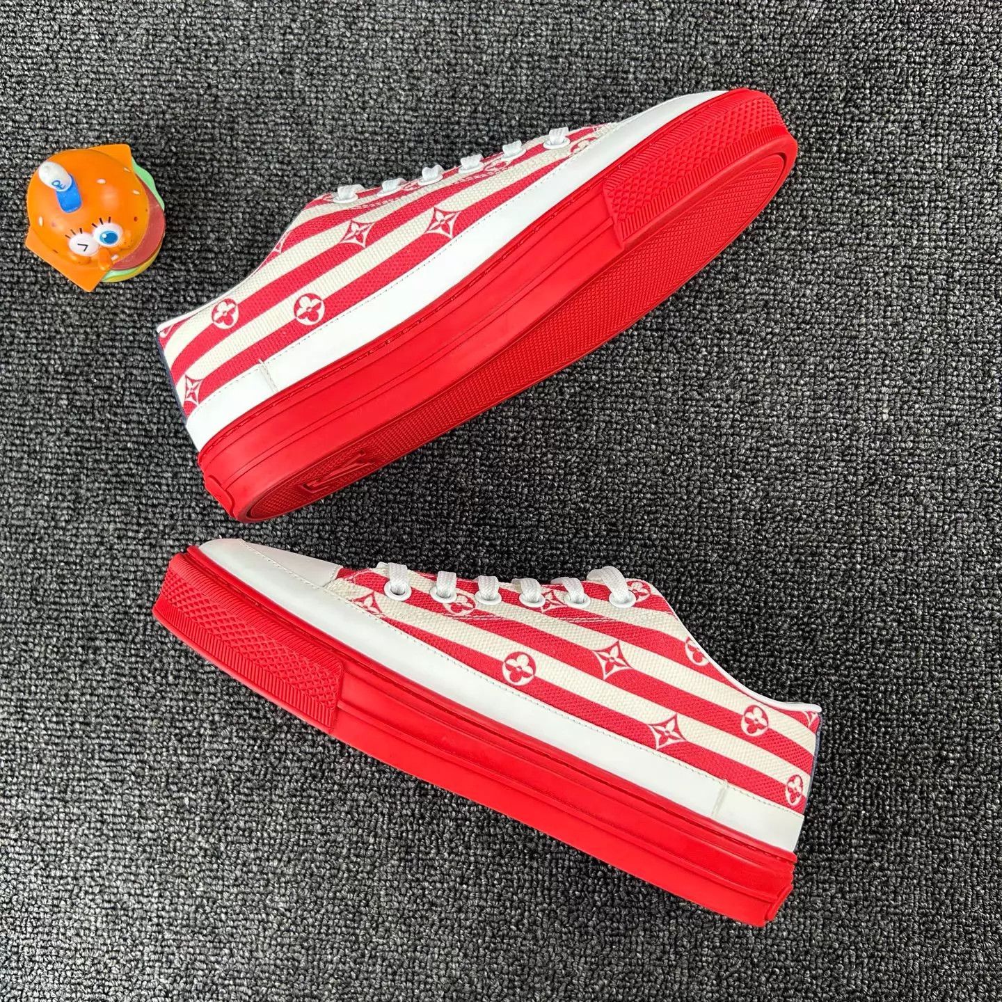 Louis Vuitton LV Red-White Stripe Monogram Sneaker 35 Size US 4.5 / IT 34.5 - 3 Thumbnail