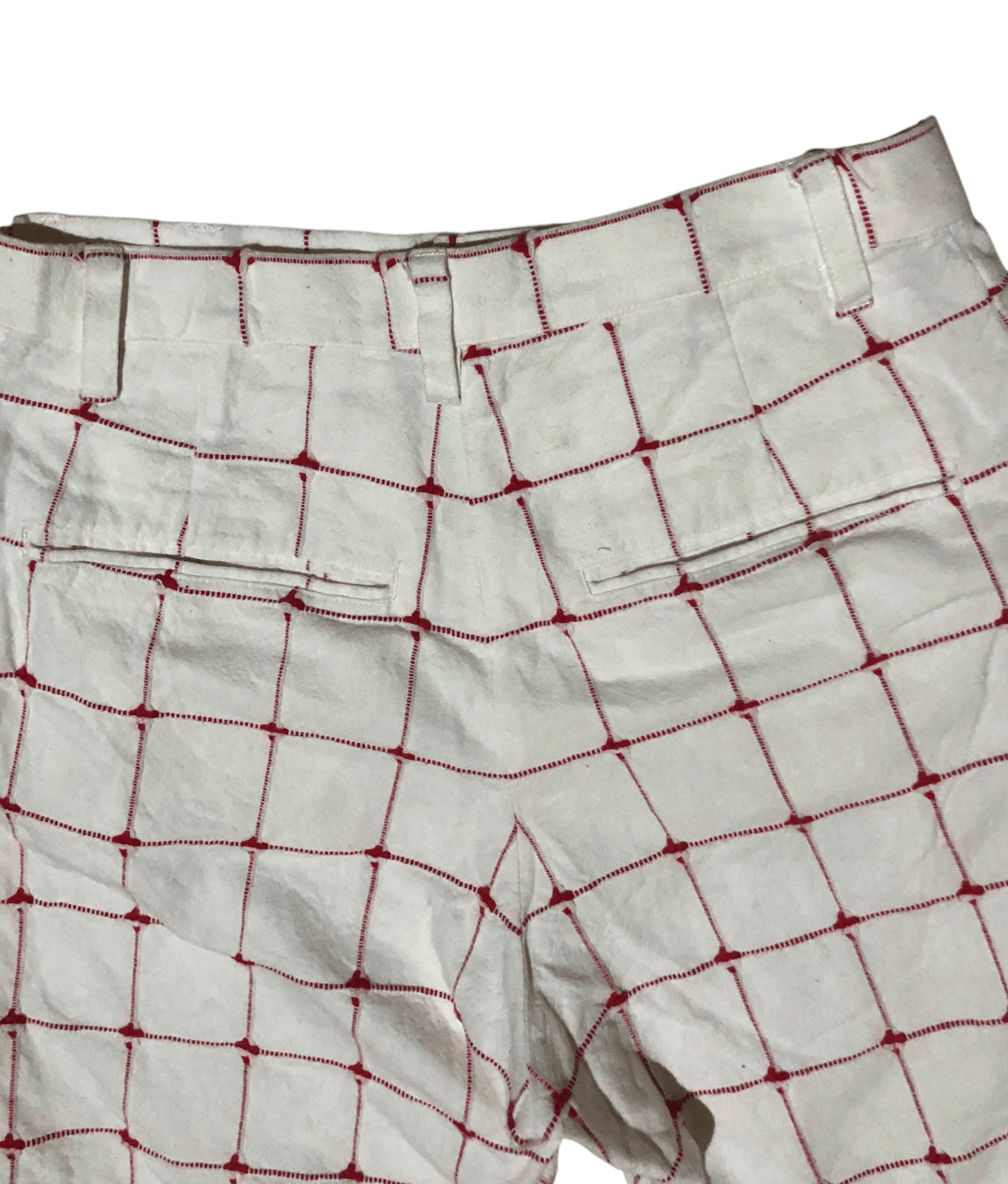 Ne-Net Japanese Brand Issey Miyake Né-net Red Grid Stitched Size 28" / US 6 / IT 42 - 9 Thumbnail