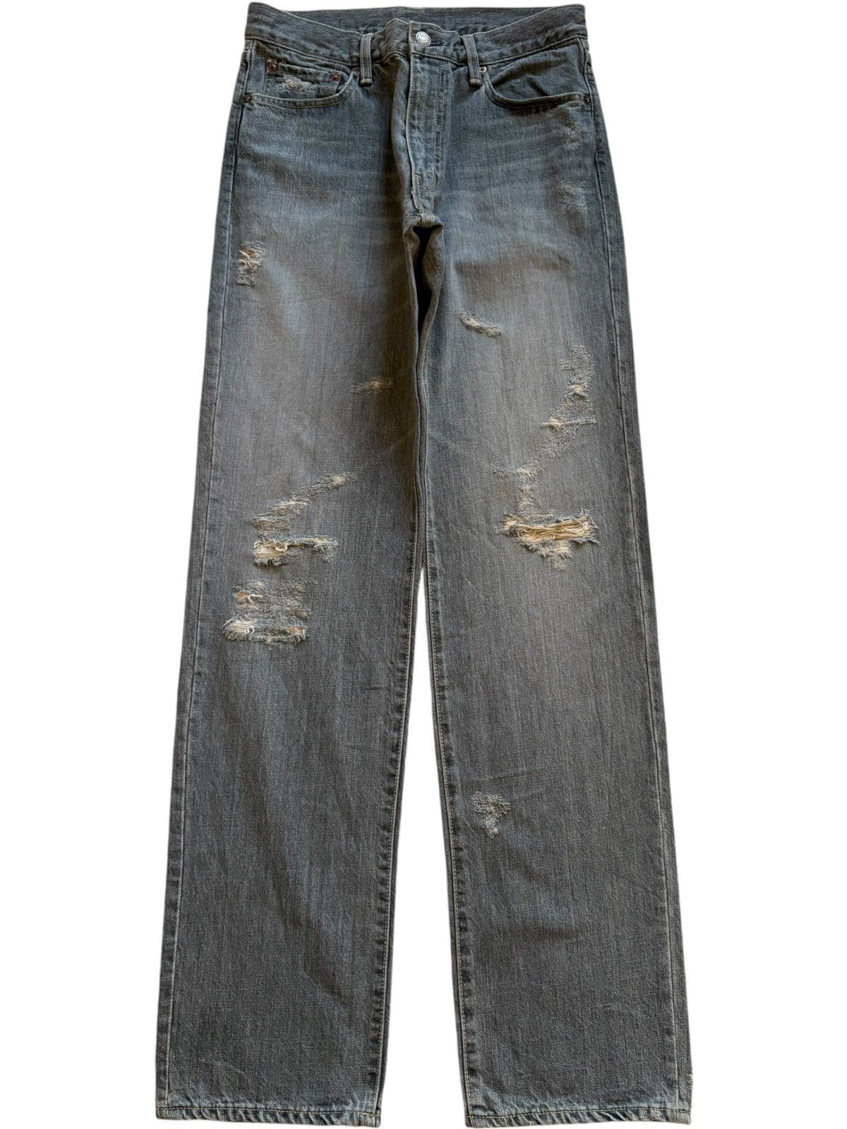Japanese Brand SALES🔥Vintage Japanese Faded Wash Distressed Loose Jeans Size US 29 - 1 Thumbnail