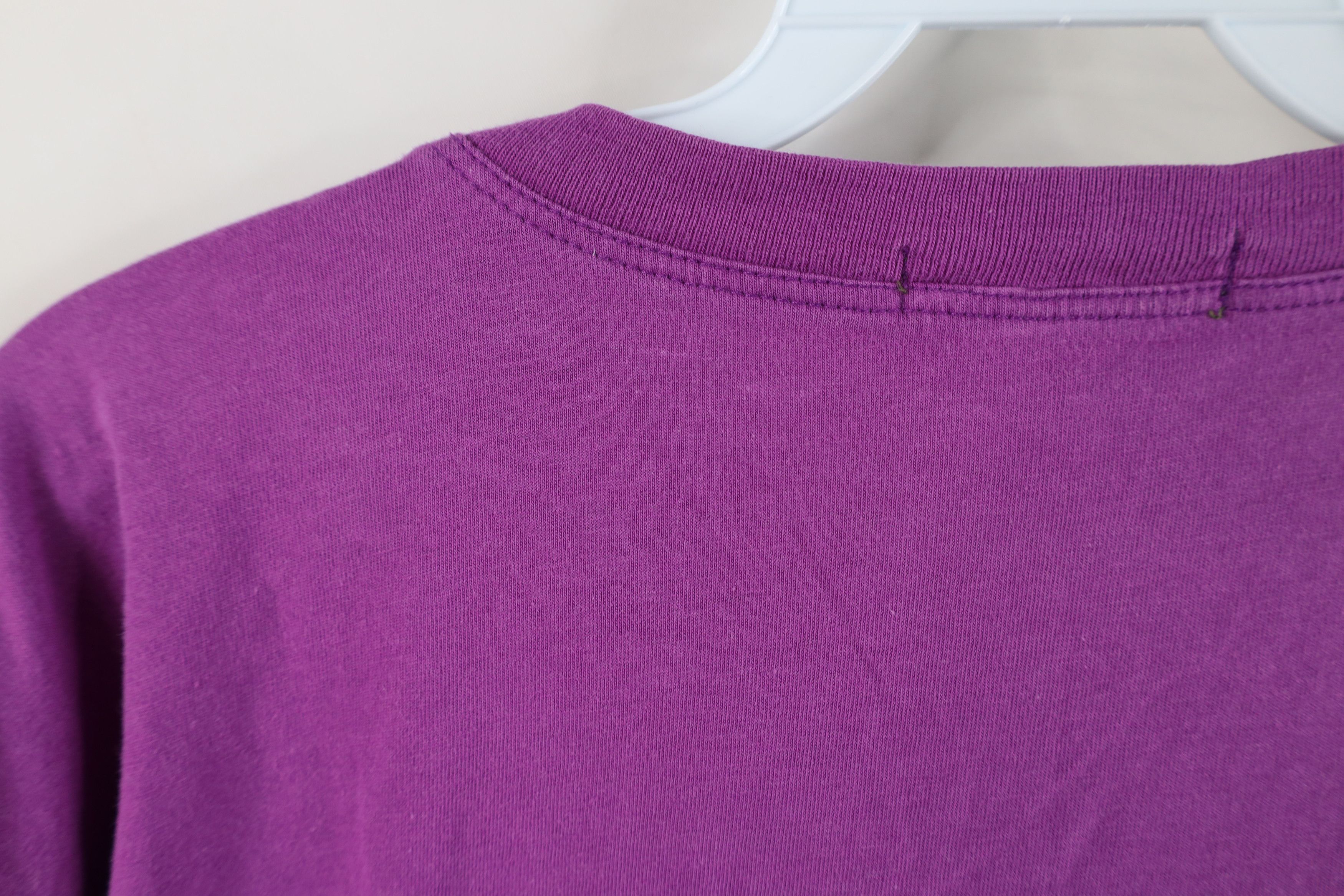 Calvin Klein × Vintage Vintage 90s Calvin Klein Spell Out One World T-Shirt Purple Size XXL / US 16-18 / IT 52-54 - 10 Thumbnail