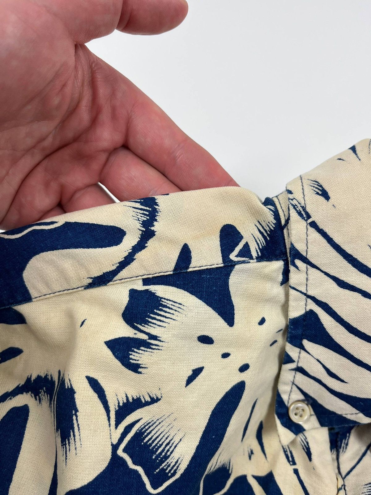 Our Legacy Our Legacy 1980-81 Indigo Tropical Leaf Shirt Size US S / EU 44-46 / 1 - 5 Thumbnail