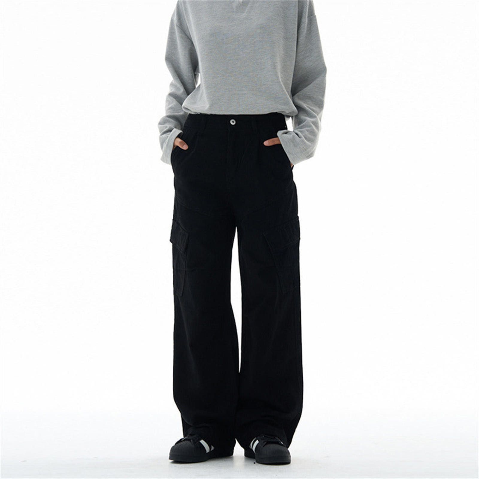 Vintage Gray Wide Leg Cargo Pants, Loose Fit Utility Pants Size US 32 / EU 48 - 6 Thumbnail