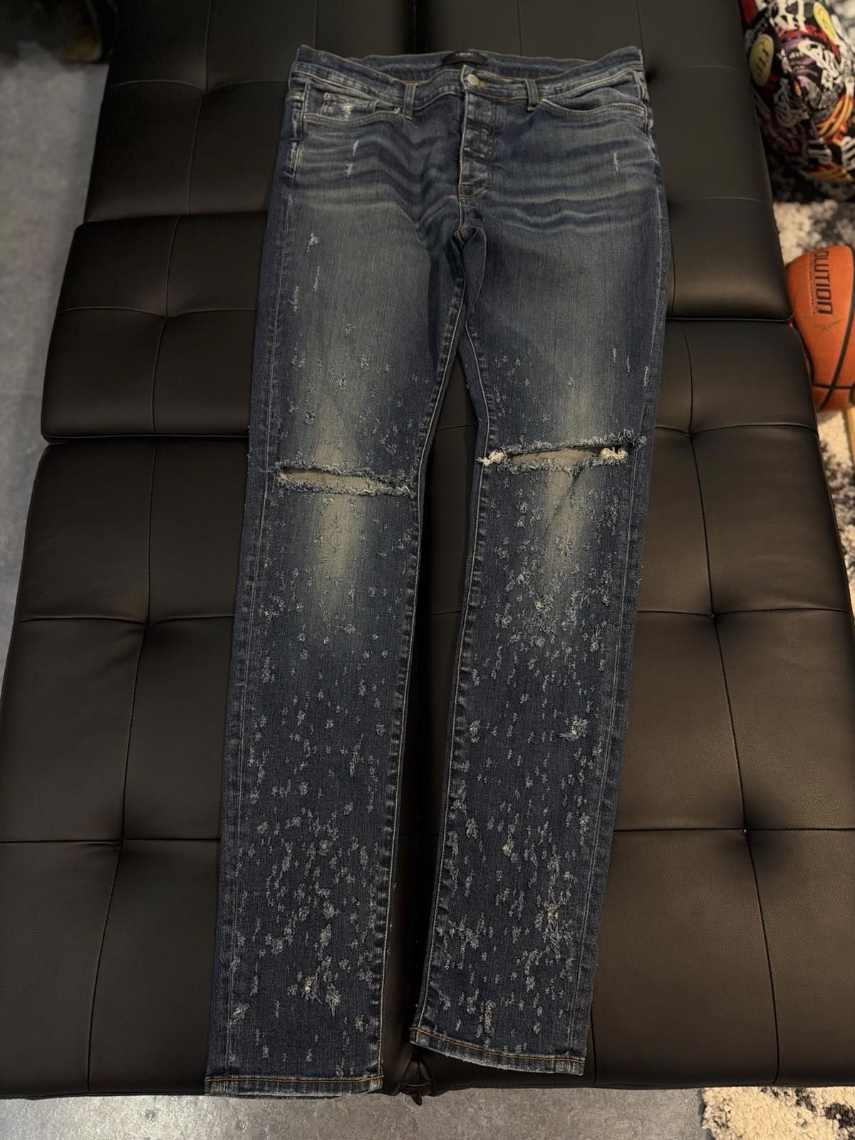 Amiri Size 38 - Amiri Blue Ripped Leg Jeans Quick Shipping Size US 38 / EU 54 - 2 Thumbnail