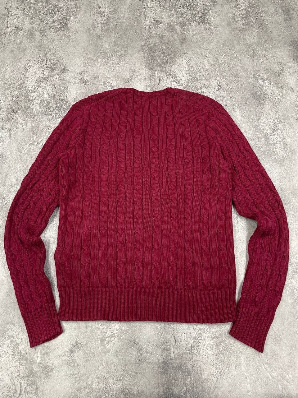 Polo Ralph Lauren Polo Ralph Lauren Women VintageCable Knit Sweater Red V-Neck Size M / US 6-8 / IT 42-44 - 7 Thumbnail