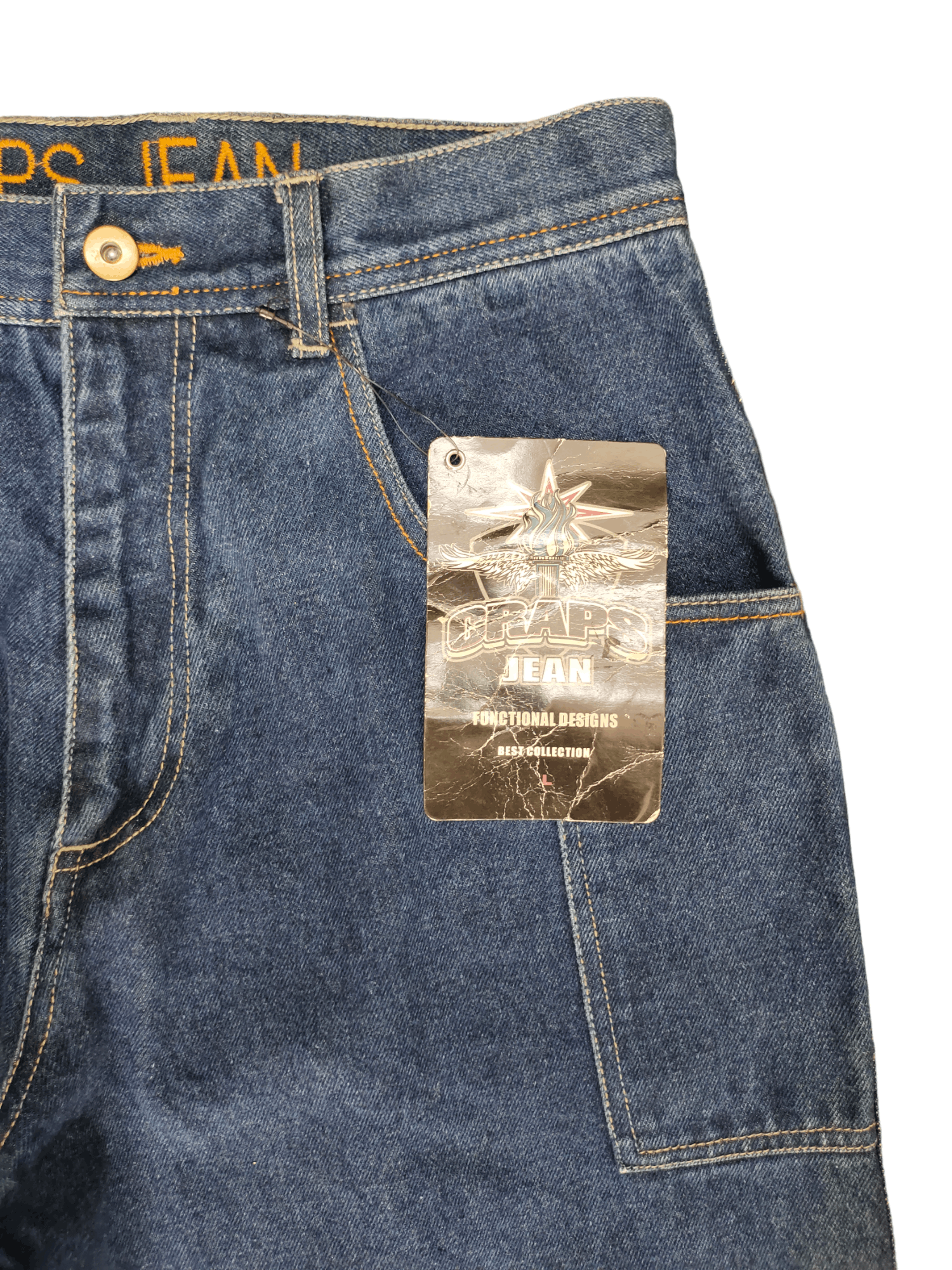 Japanese Brand Baggy Jeans Craps Jean Carpenter Wide Leg Denim Y2k Jnco Size US 31 - 9 Thumbnail