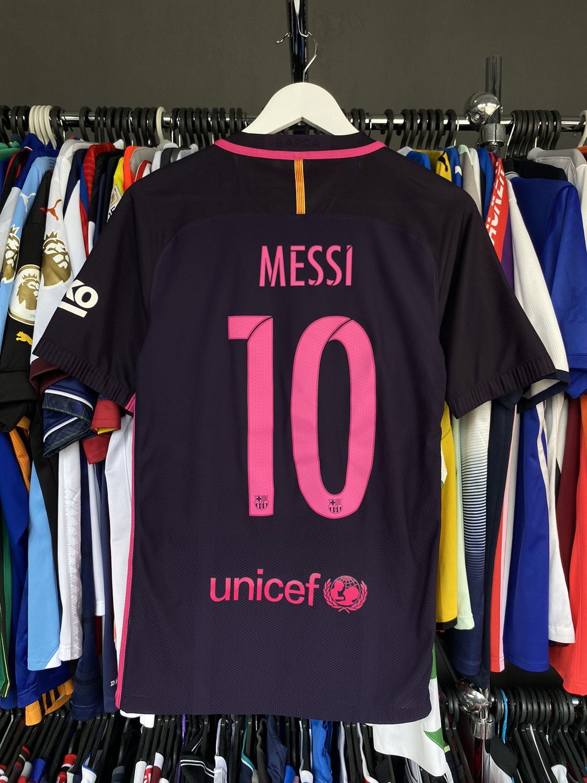 Nike 2016 NIKE BARCELONA #10 MESSI PLAYER ISSUE FOOTBALL JERSEY Size US S / EU 44-46 / 1 - 2 Thumbnail