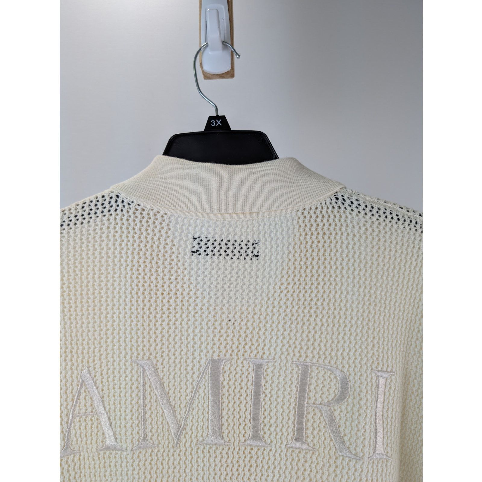 Amiri o1rshd1 Amiri Crochet Button up Half Sleeve Shirt in Ivory Size US XL / EU 56 / 4 - 16 Thumbnail
