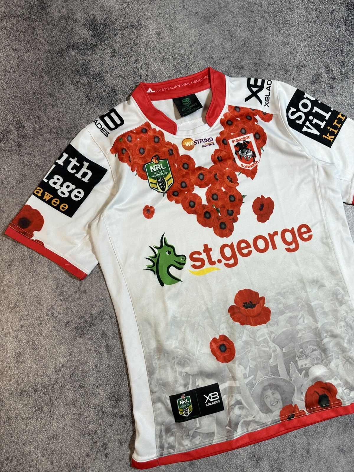 Vintage St George Illawarra NRL Telstra Rugby Shirt Anzac Day M 2004 Size US M / EU 48-50 / 2 - 3 Thumbnail