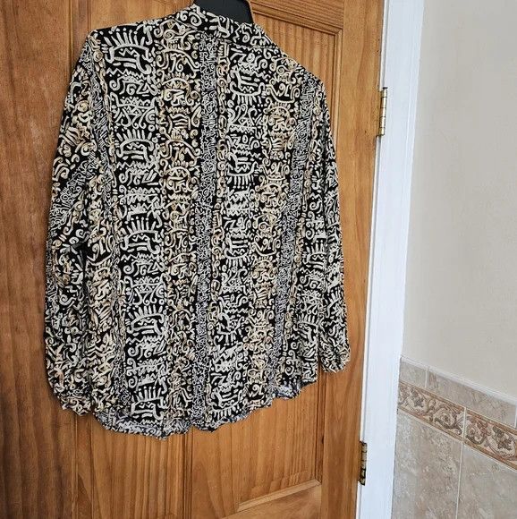 Other Vintage Black and Tan Patterned Button Front Shirt Size L / US 10 / IT 46 - 6 Thumbnail