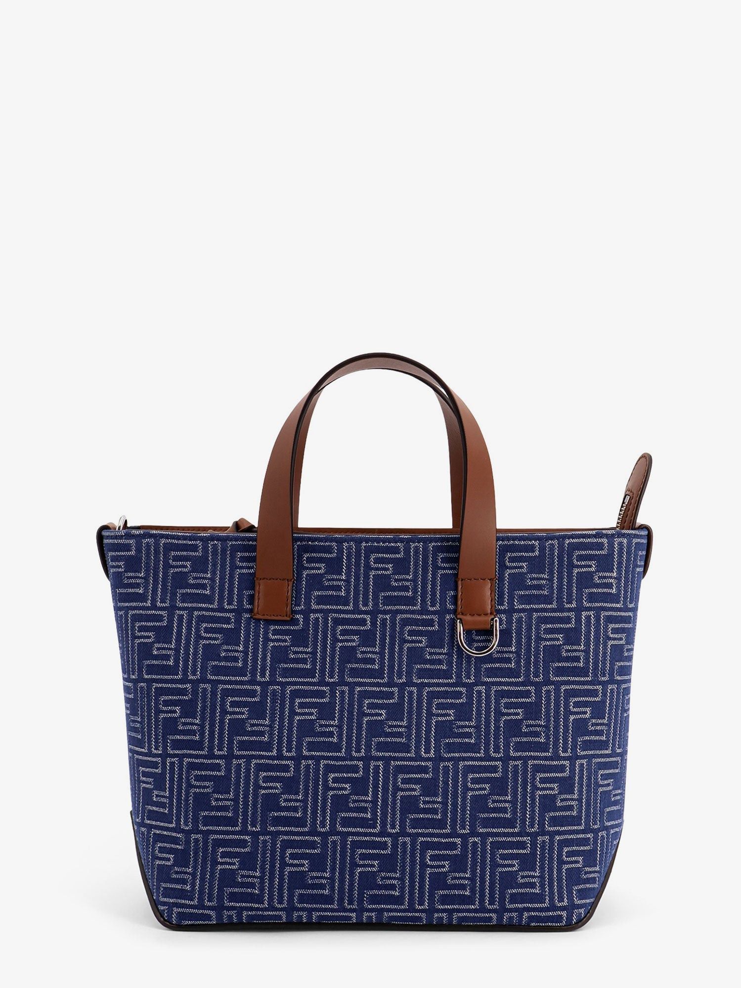 Fendi Ff Jacquard Fabric And Leather Shopping Bag Size ONE SIZE - 1 Thumbnail