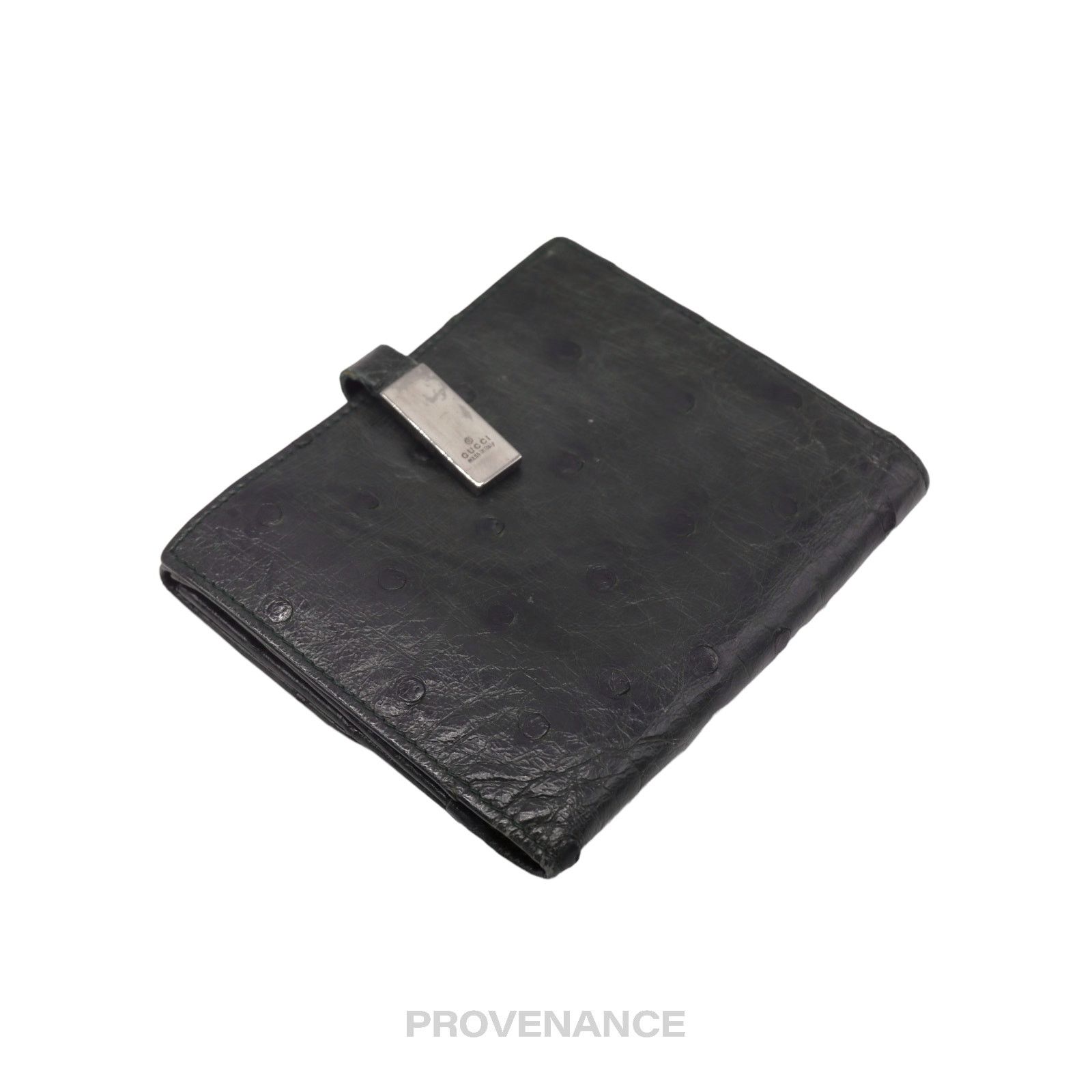 Gucci 🔴 Gucci Compact Wallet - Teal Ostrich Leather Size ONE SIZE - 4 Thumbnail