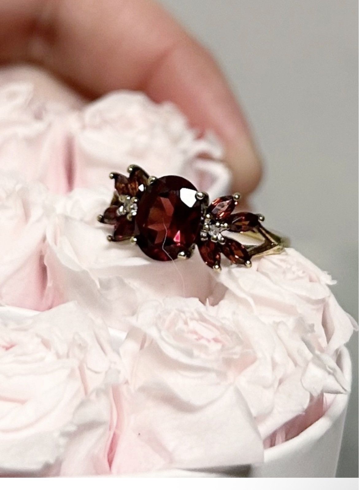 Other Authentic Vintage 14kt Yellow Gold Garnet and Diamond Ring Size ONE SIZE - 10 Thumbnail