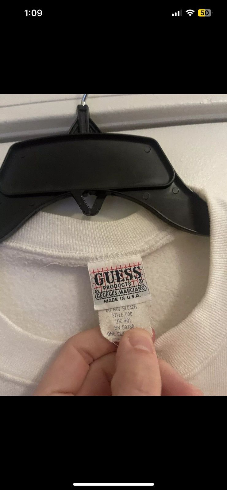 Guess × Vintage 1989 GUESS ? Sweatshirt vtg White Mock neck New York Paris Size ONE SIZE - 4 Thumbnail