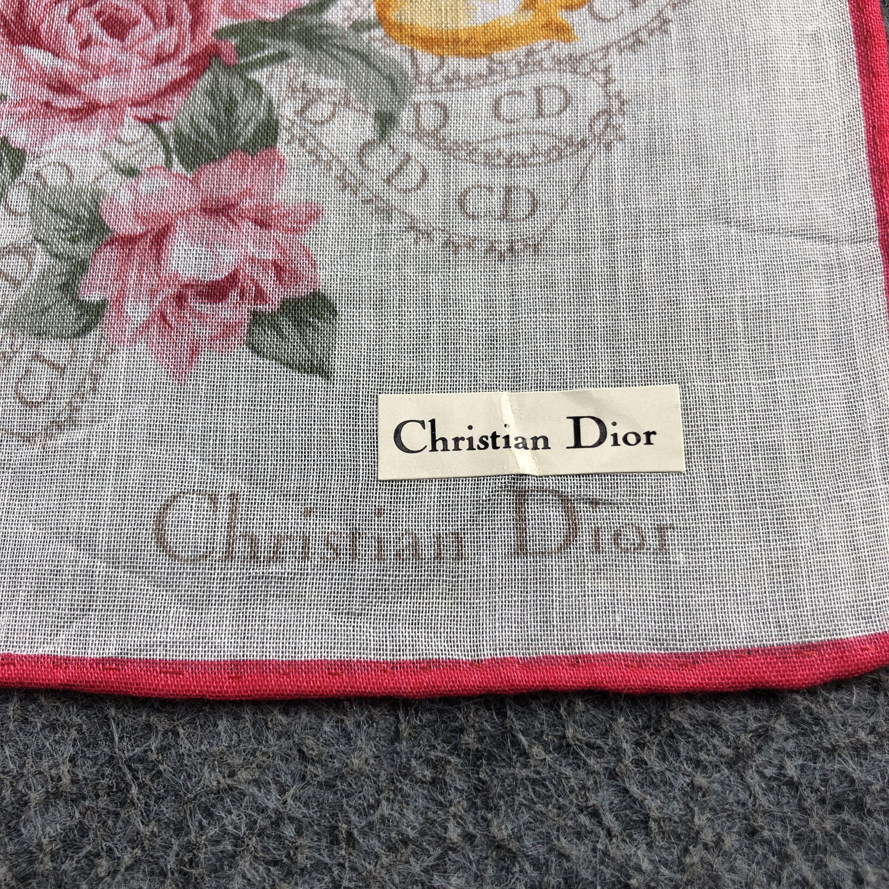 Christian Dior Monsieur Christian Dior Floral Handkerchief Neckerchief Bandana H2636 Size ONE SIZE - 3 Thumbnail