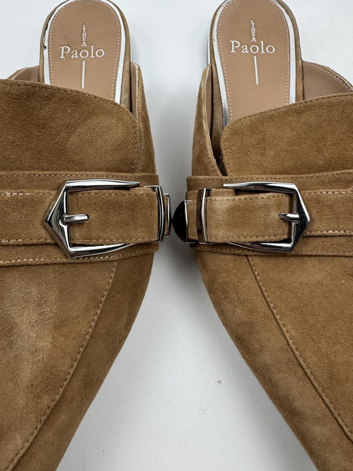 Other Linea Paolo Mules Women's 8.5 Tan Suede Buckle Size US 8.5 / IT 38.5 - 2 Thumbnail