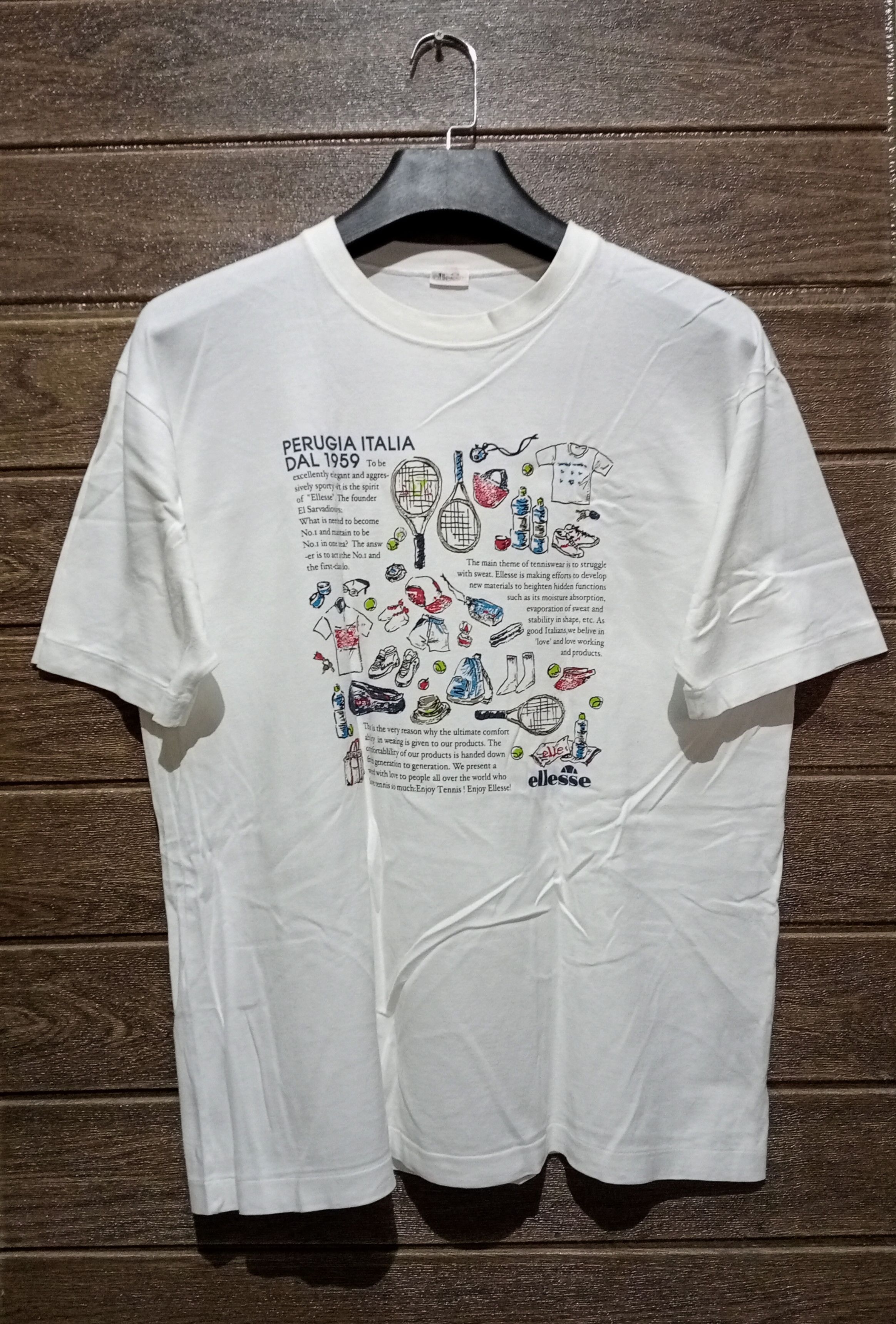 Ellesse Vintage '90s Ellese Perugia Italia Single Stitch Tee Size US L / EU 52-54 / 3 - 1 Thumbnail