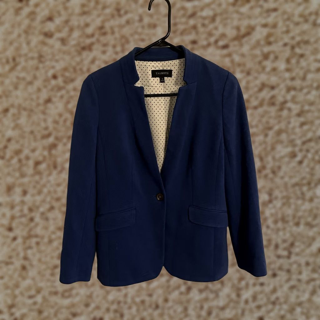 Talbots Talbots Blazer Blue One Button Jacket Ladies Women's 4 Cotton Nylon Travel Size S / US 4 / IT 40 - 1 Thumbnail