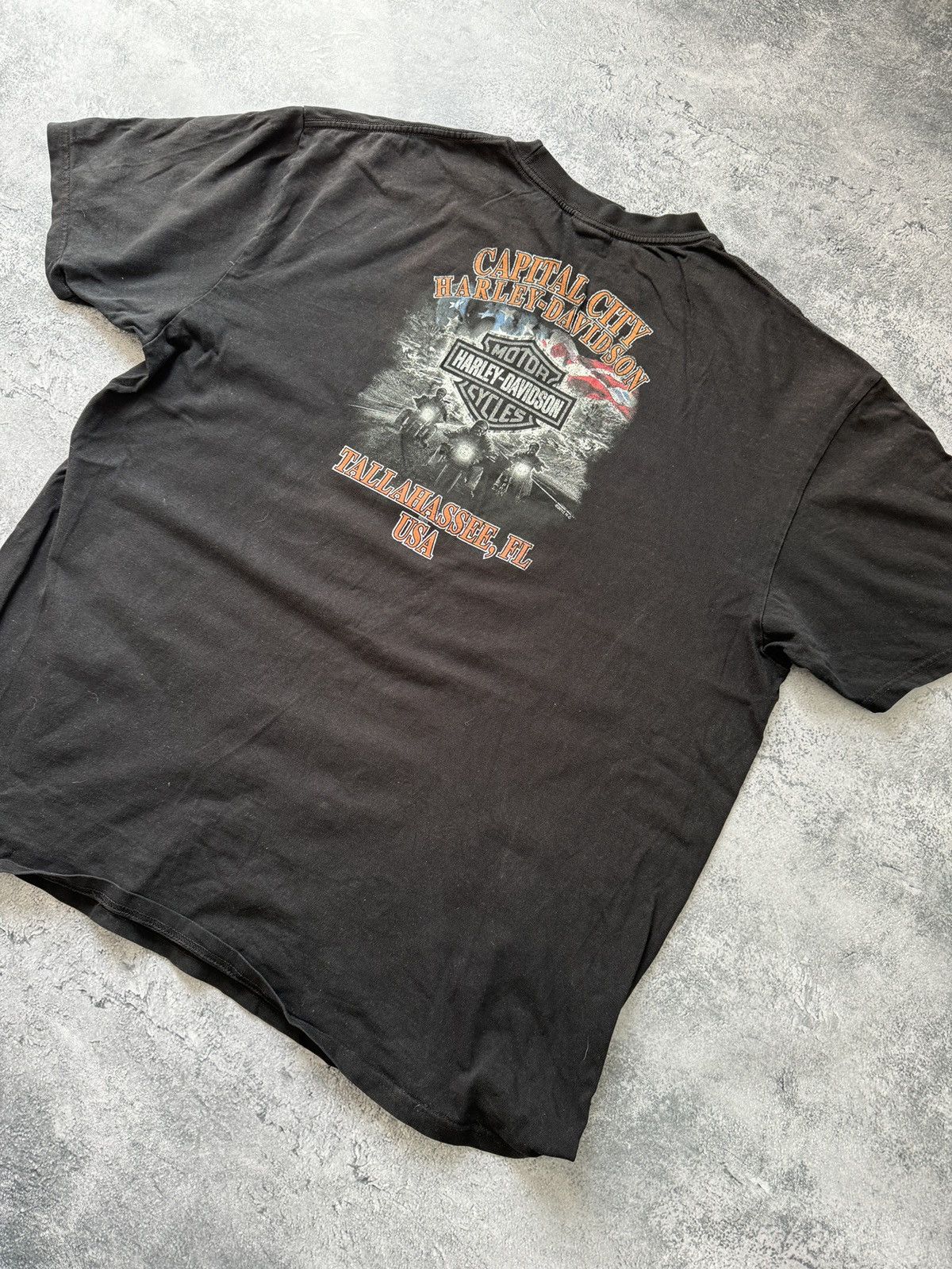 Harley Davidson × Vintage Vintage Harley Davidson Faded Black T-Shirt Size US XL / EU 56 / 4 - 2 Thumbnail