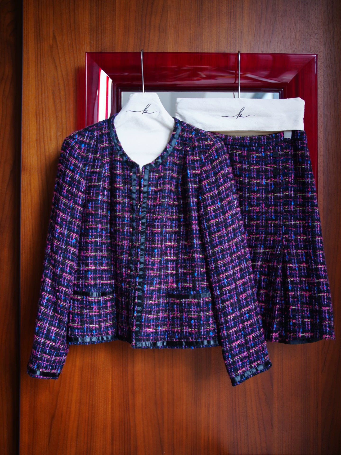 Oscar De La Renta Oscar de la renta Vntg Purple Tweed Skirt Suit 12 Size XL / US 12-14 / IT 48-50 - 5 Thumbnail