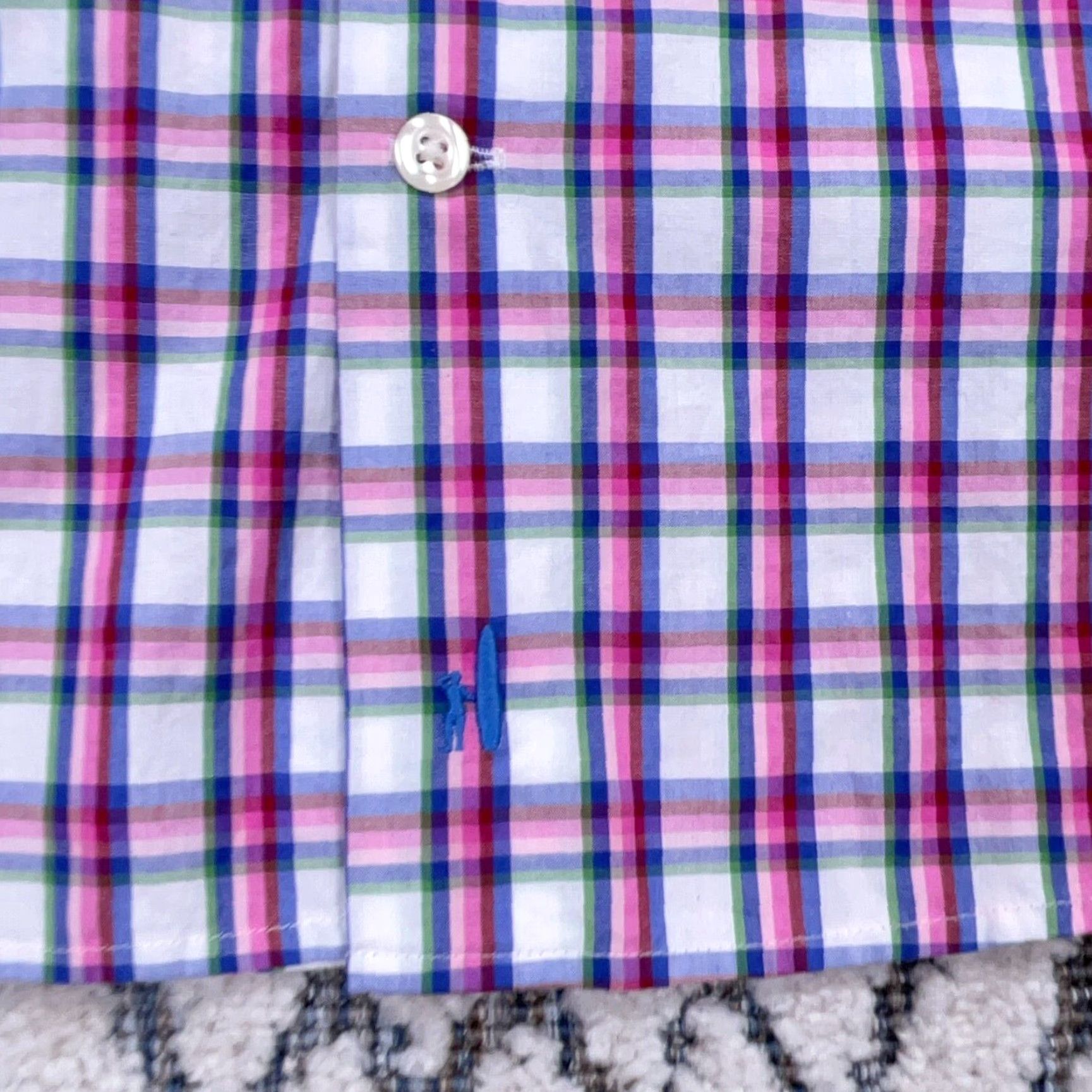 johnnie-O johnnie-O Shirt Men Medium Pink Plaid Button Up Dress Preppy Tartan Poplin Size 40R - 5 Thumbnail